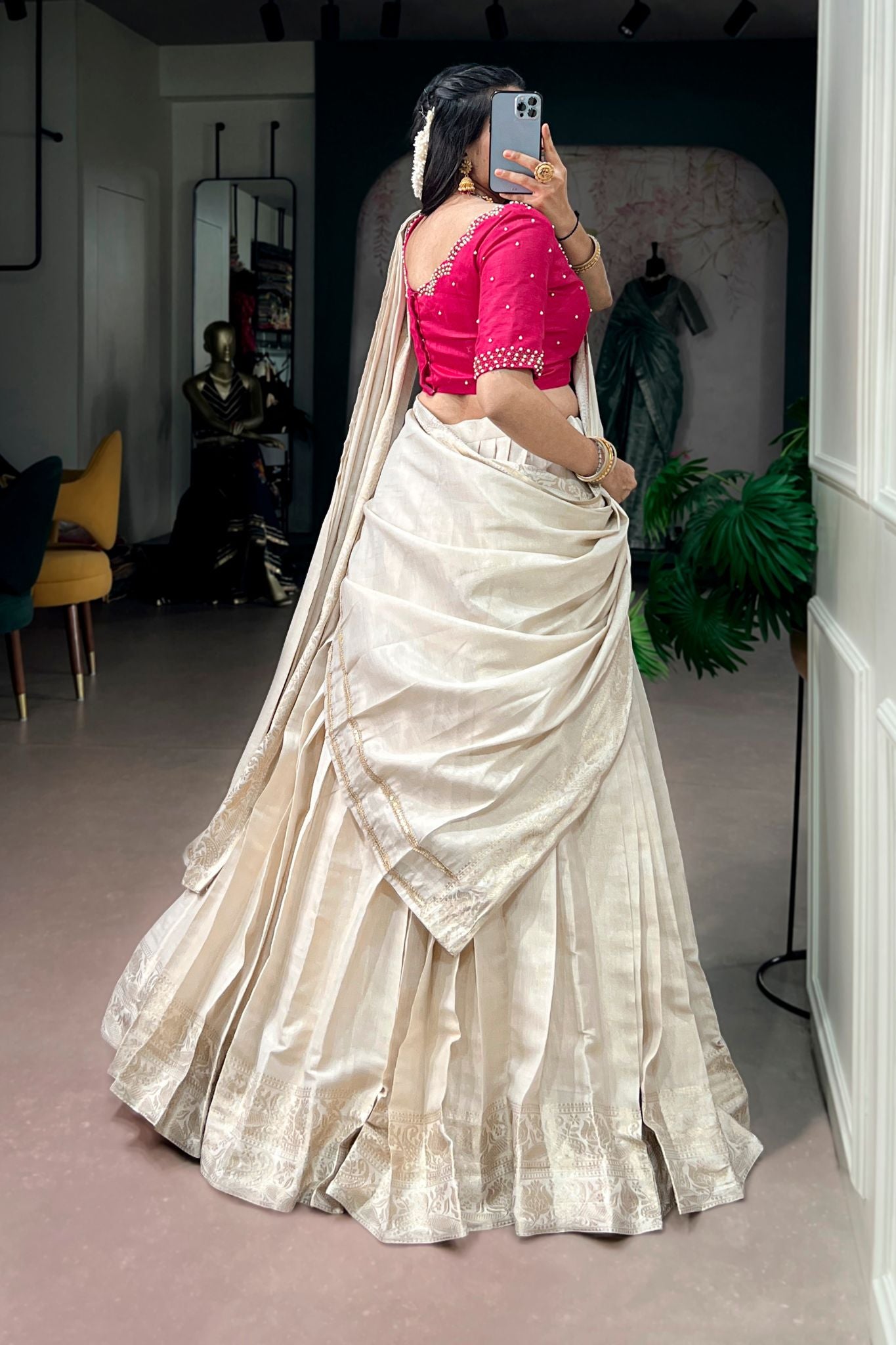 Elegant Traditional South Indian Half Saree Lehenga Choli
