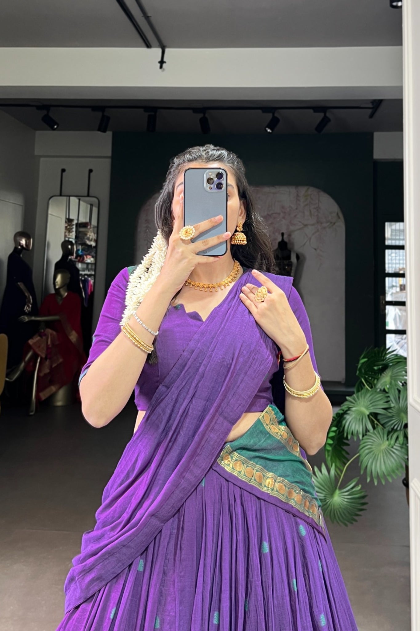 Pure Chanderi Zari Weaving Work South Indian Lehenga Choli