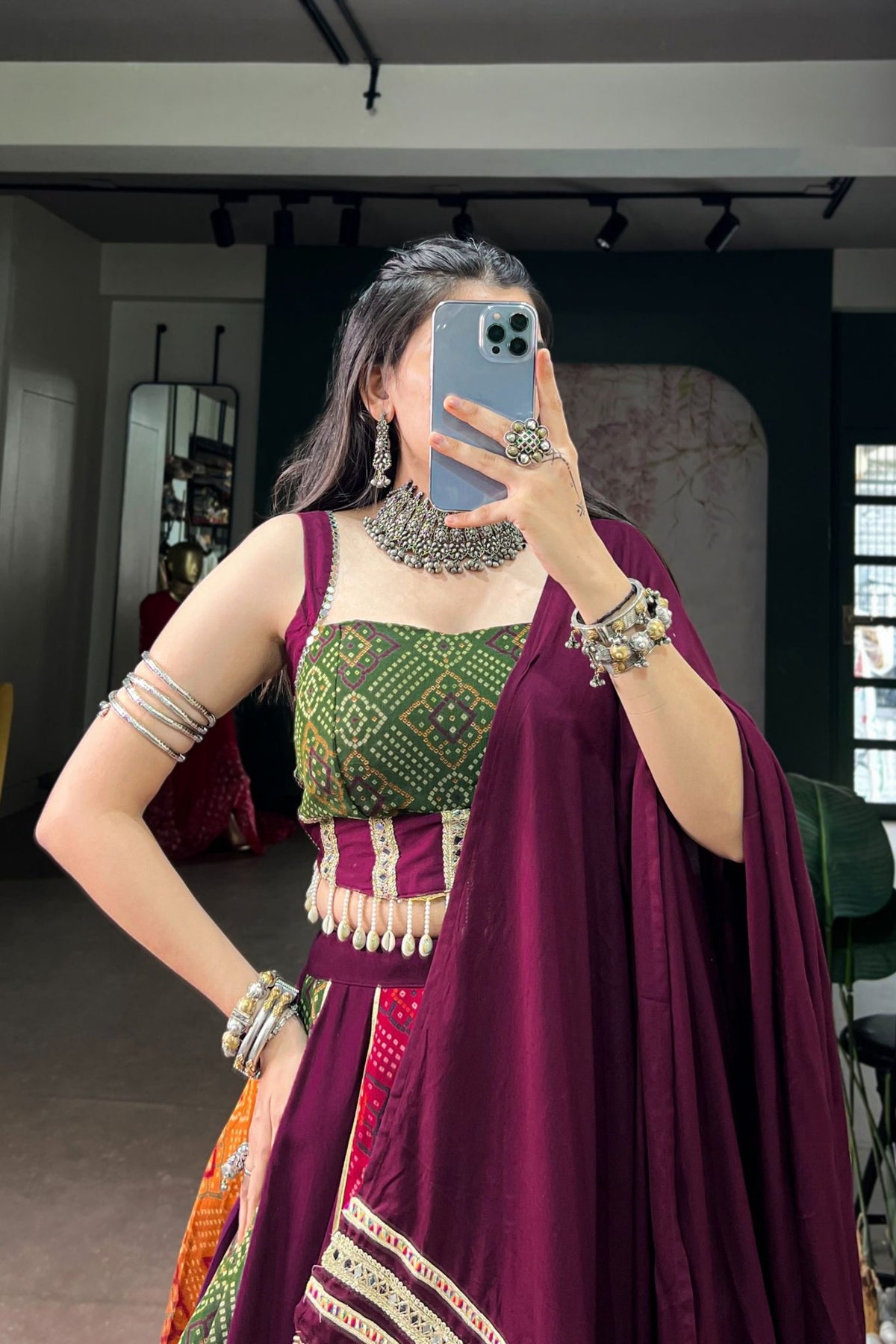 Designer Bandhej Multi Color Navratri Special Lehenga Choli