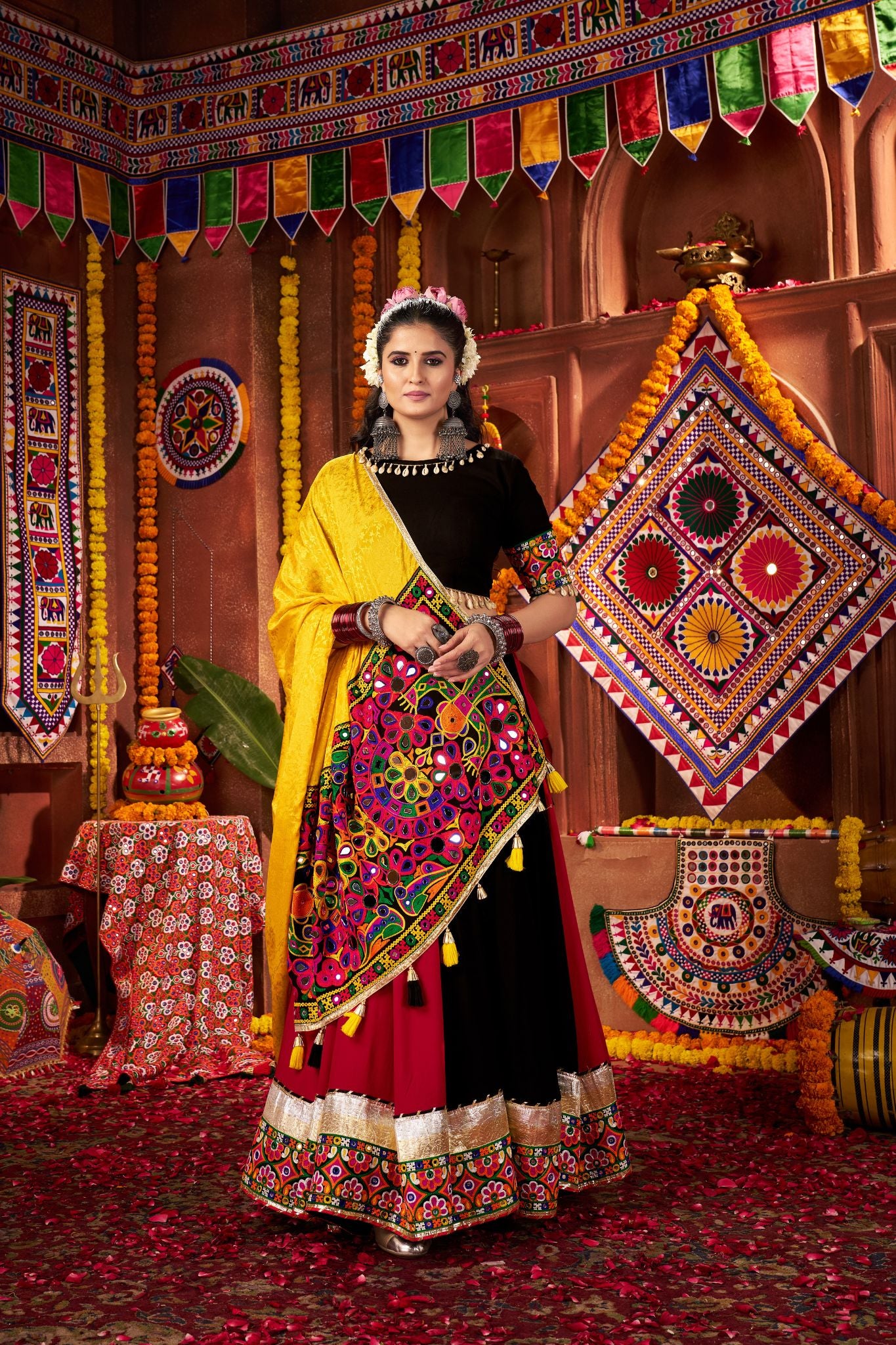 Multi Color Designer Viscose Cotton Traditional Navratri Special Lehenga Choli