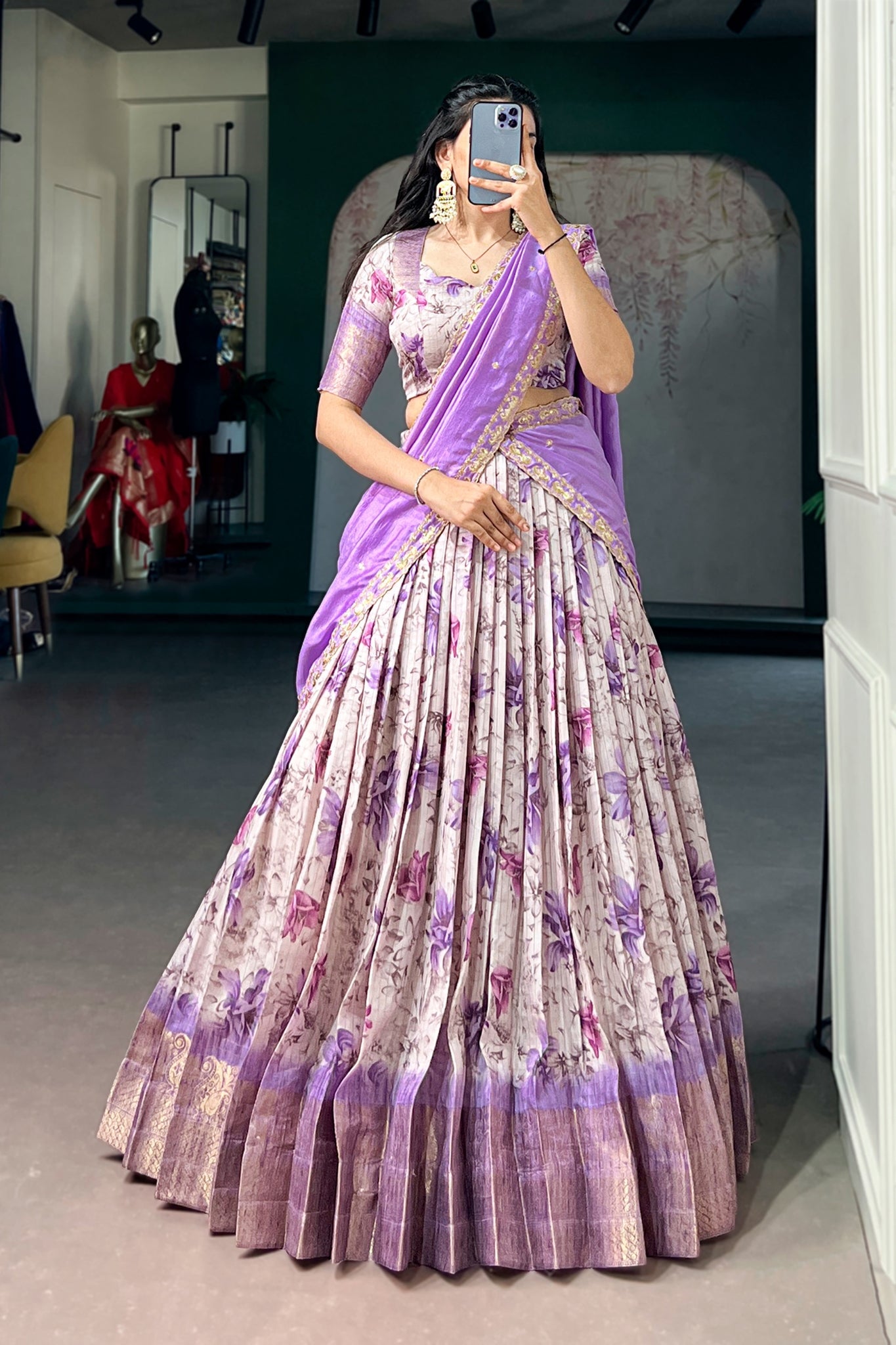 Designer Dola Chex Floral Printed Lehenga Choli For Women