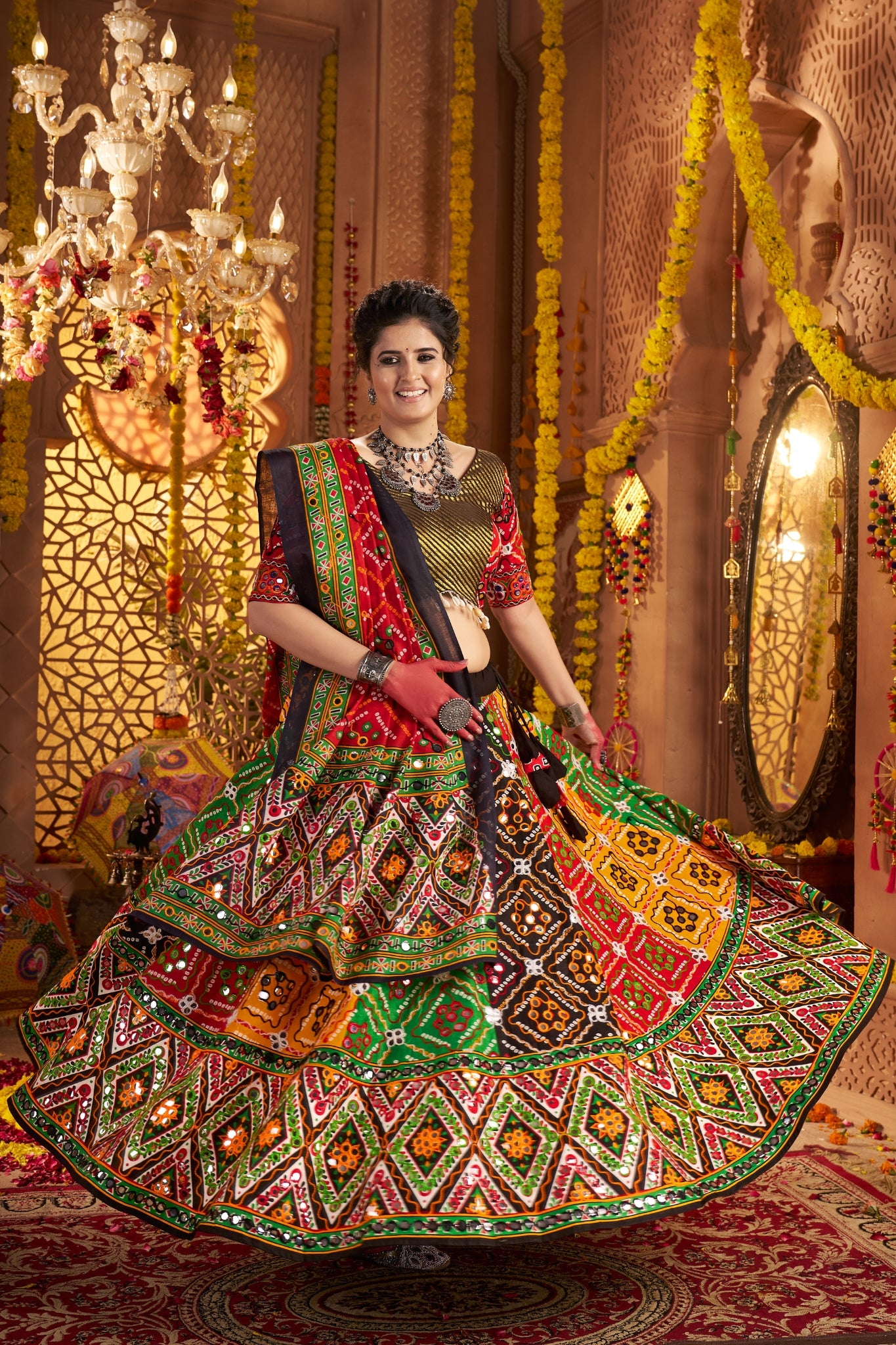 Beautiful Multi Color Designer Organic Cotton Navratri Stylish Chaniya Choli