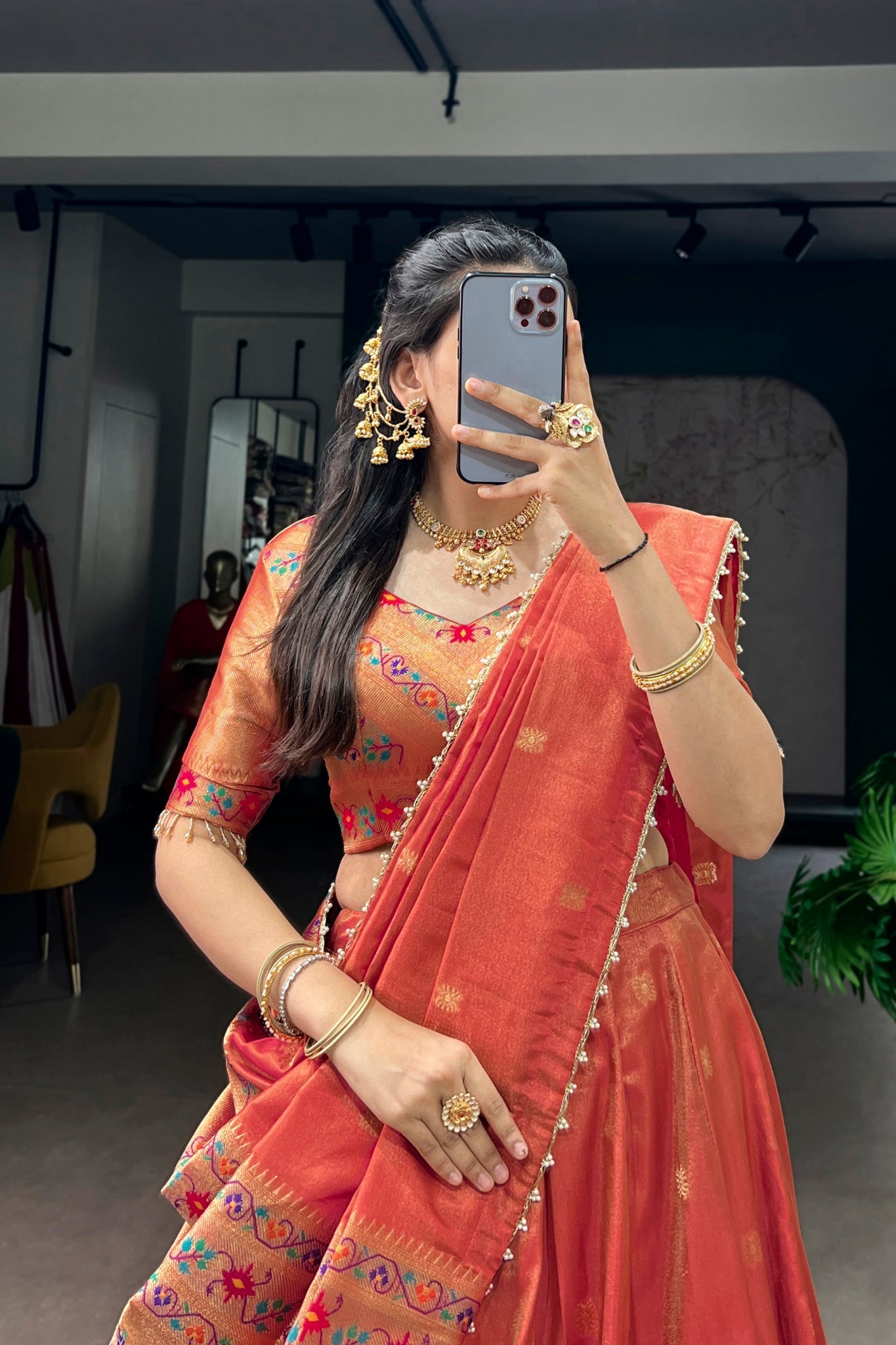 Premium Traditional Zari Weaving Wedding And Festive Wear Paithani Designer Lehenga Choli For Women