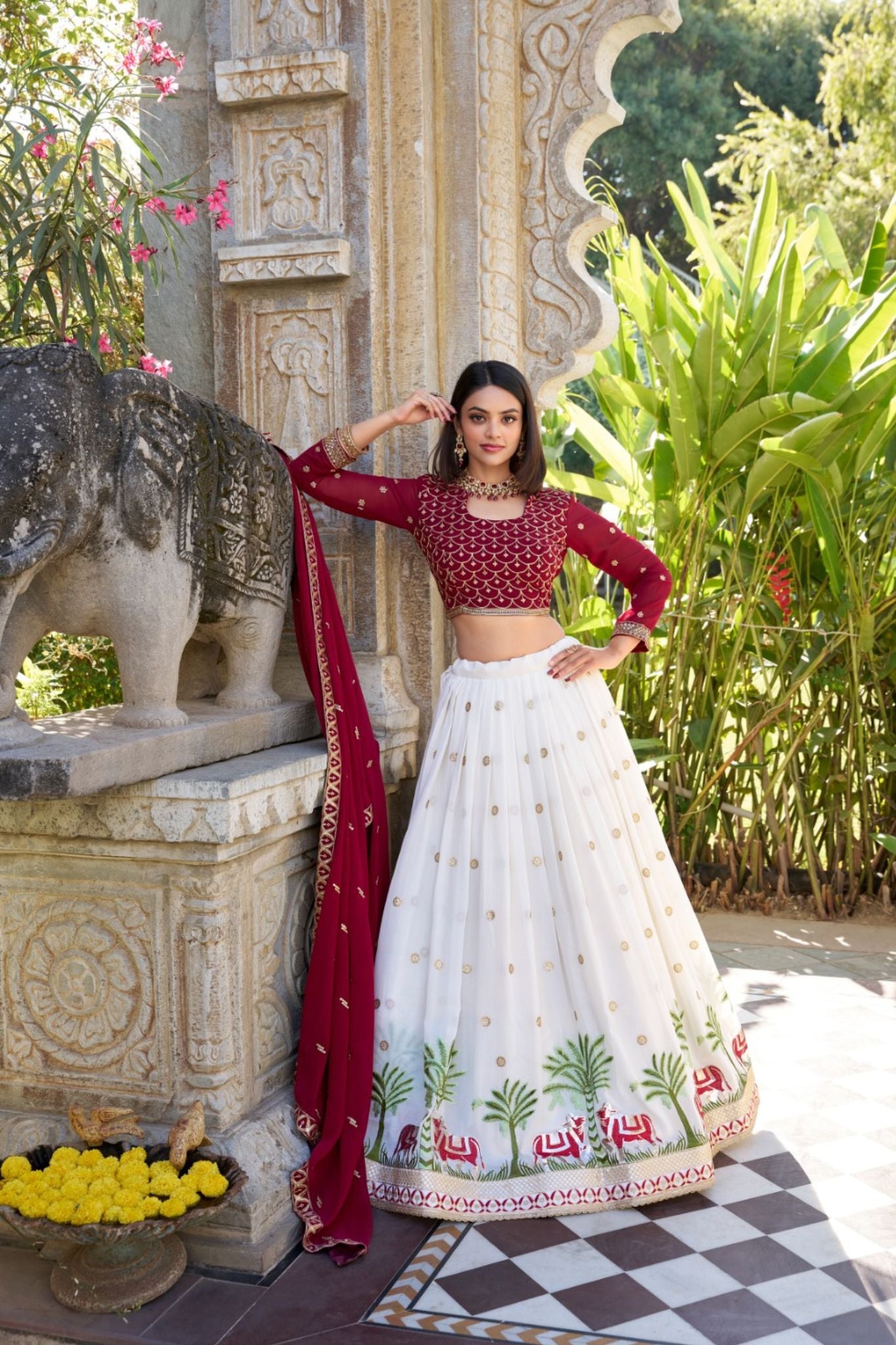 Georgette Sequins Thread Embroidered Beautiful Wedding Lehenga Choli