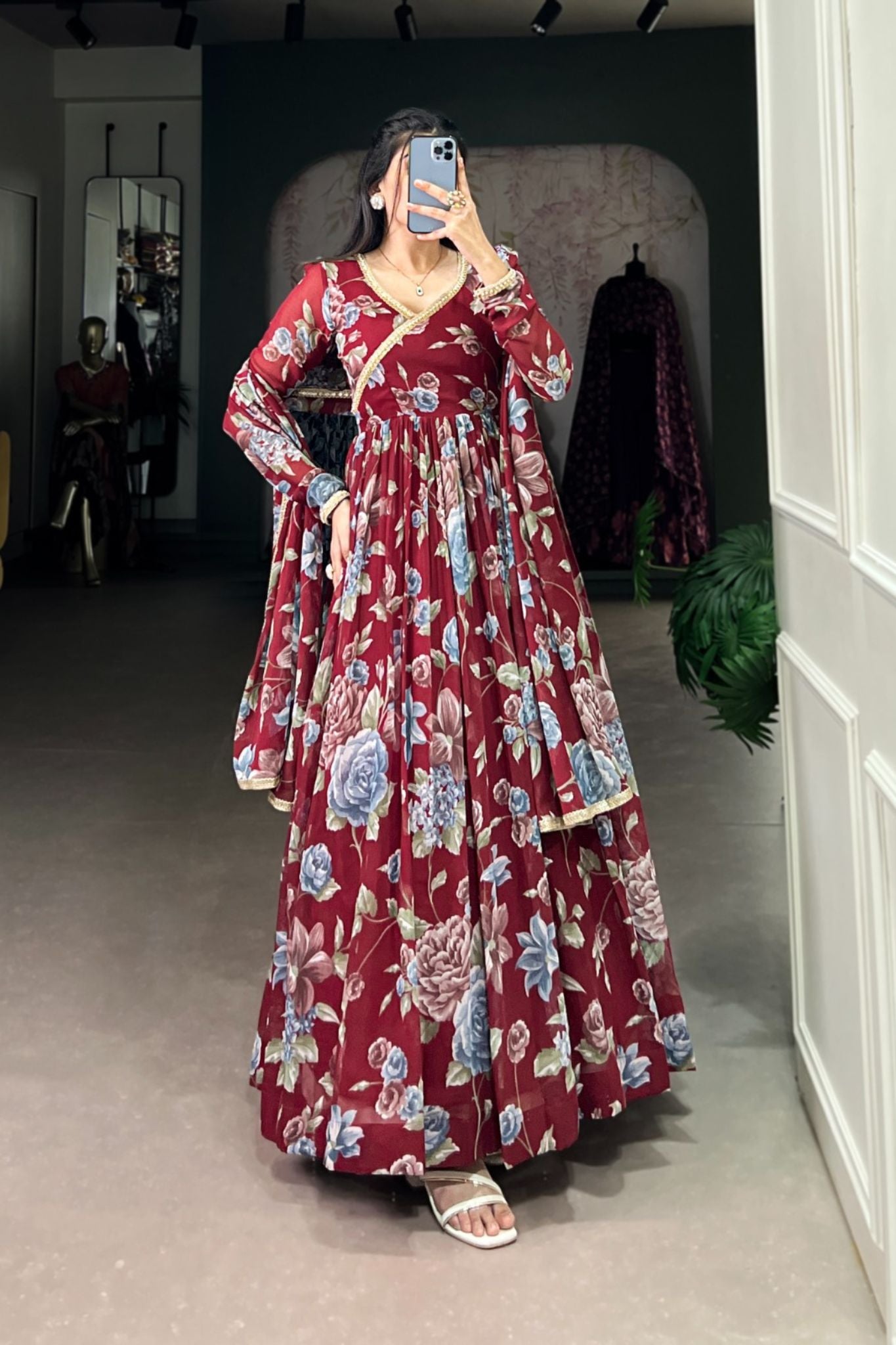 Floral Printed Designer Anarkali Gown