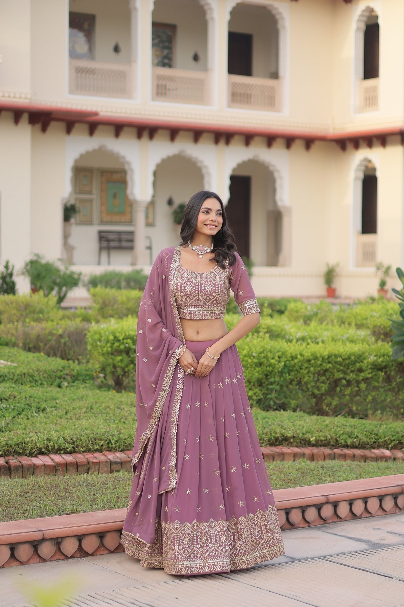 Designer Sequins Embroidered Lehenga Choli For Weddings And Festive Wear