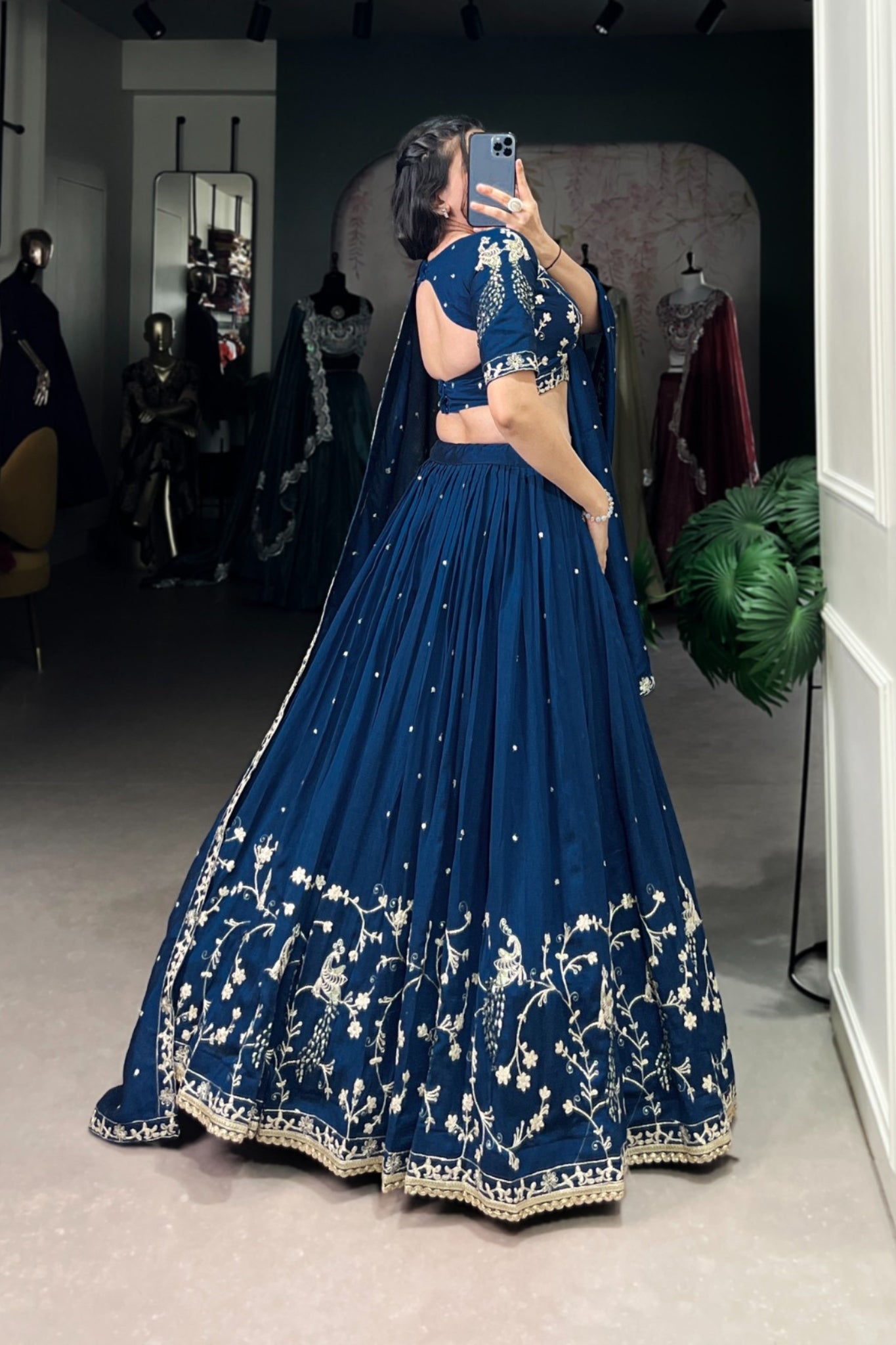 Wine Stunning Sequins Thread Embroidery Work Lehenga Choli