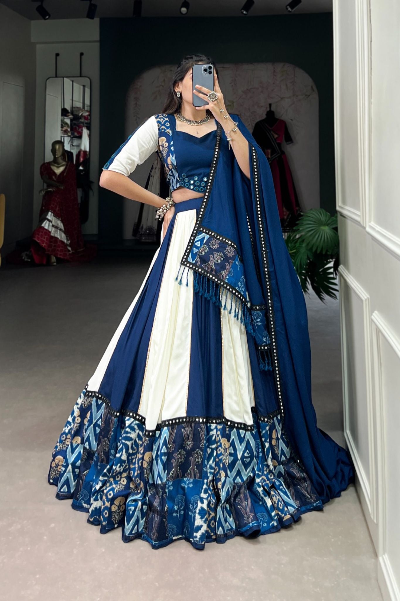 Blue Beauty Printed Stylish Navratri Lehenga Choli