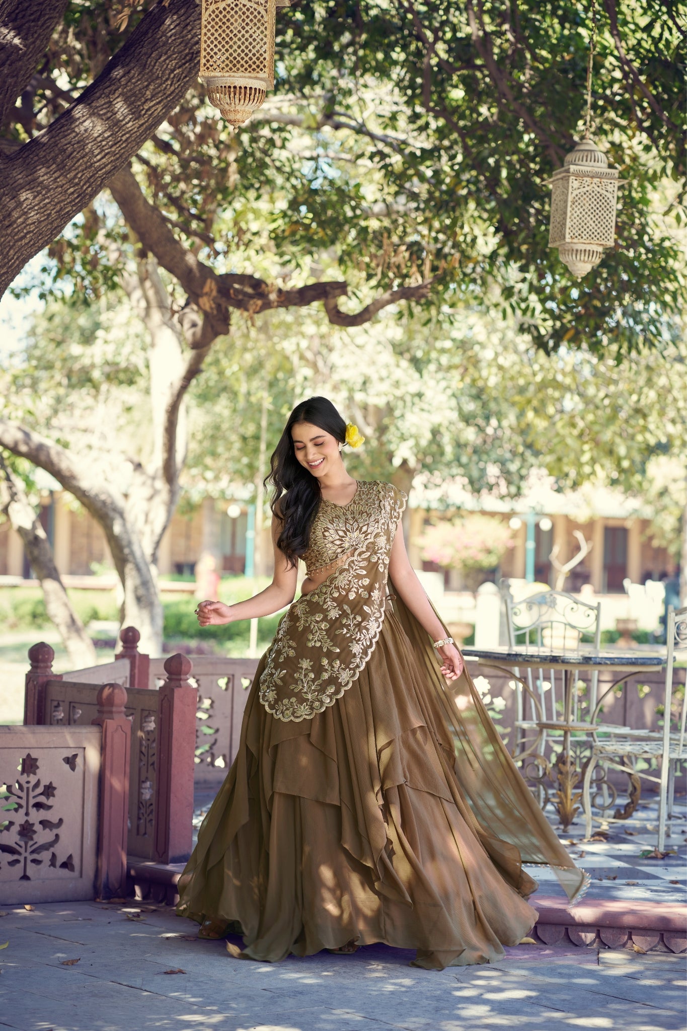 Designer Marble Fabric Sequins With Thread Work Lehenga Choli