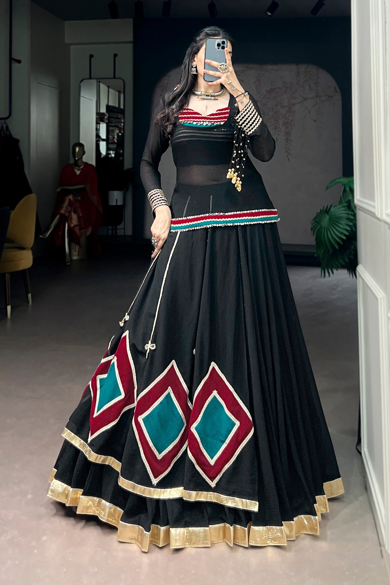 Raasrang Designer Black Navratri Lehenga Choli For Women