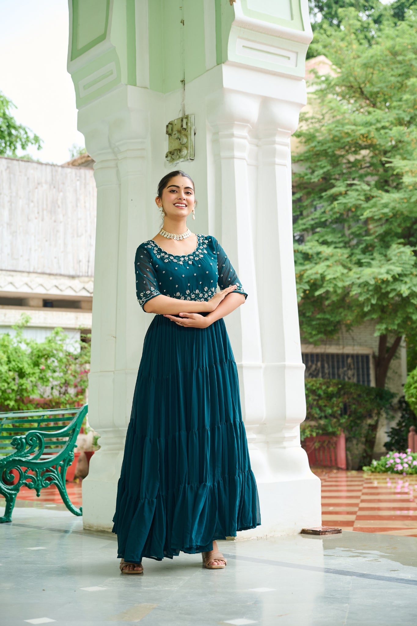 Stunning Beads Embroidery Work Beautiful Gown