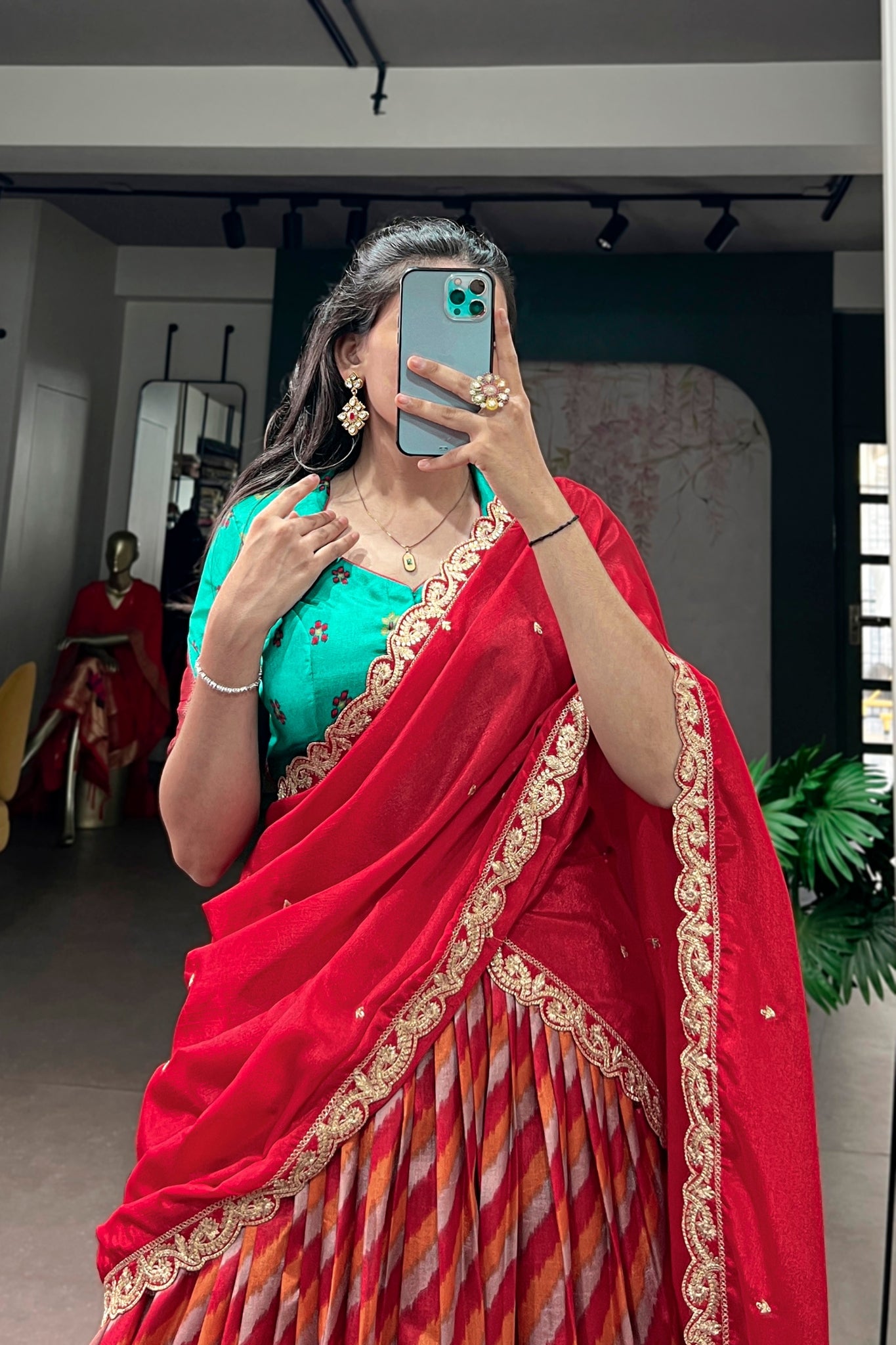 Designer Tasar Silk Leheriya Print Lehenga Choli