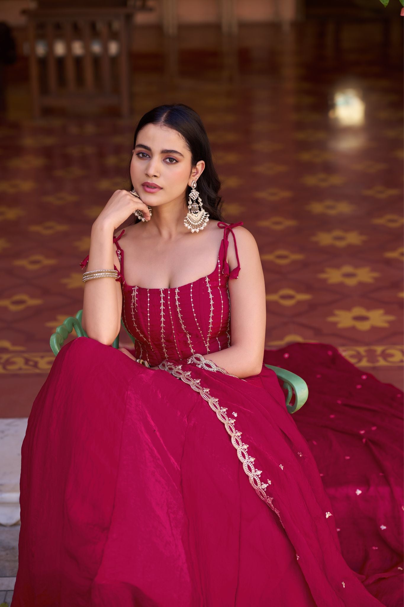 Premium Fendi Silk Lehenga Choli with Sequins & Thread Embroidery Work | Designer Festive & Wedding Wear for Women