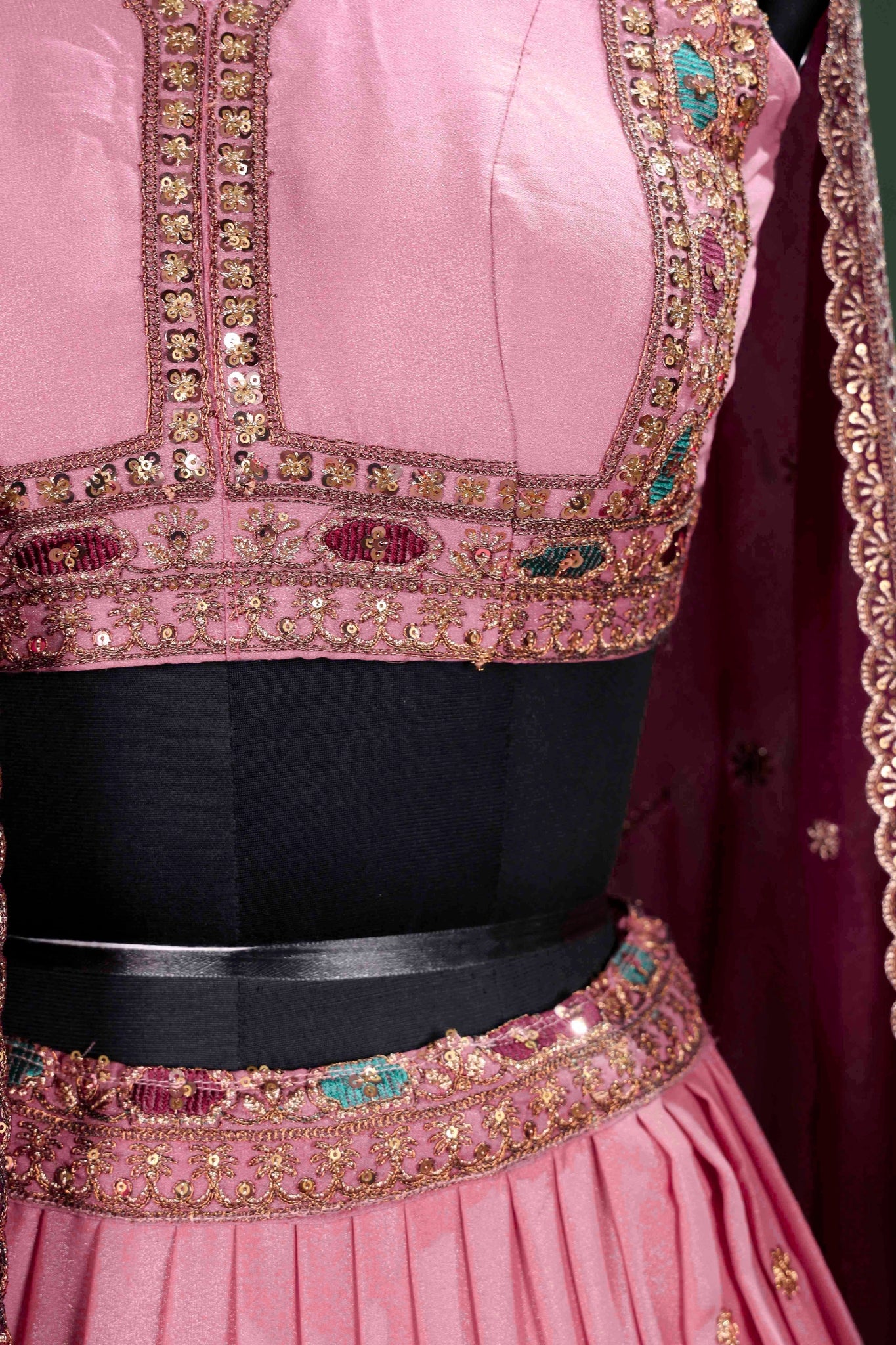 Embroidered Designer Wedding Star Georgette Lehenga Choli Set For Women