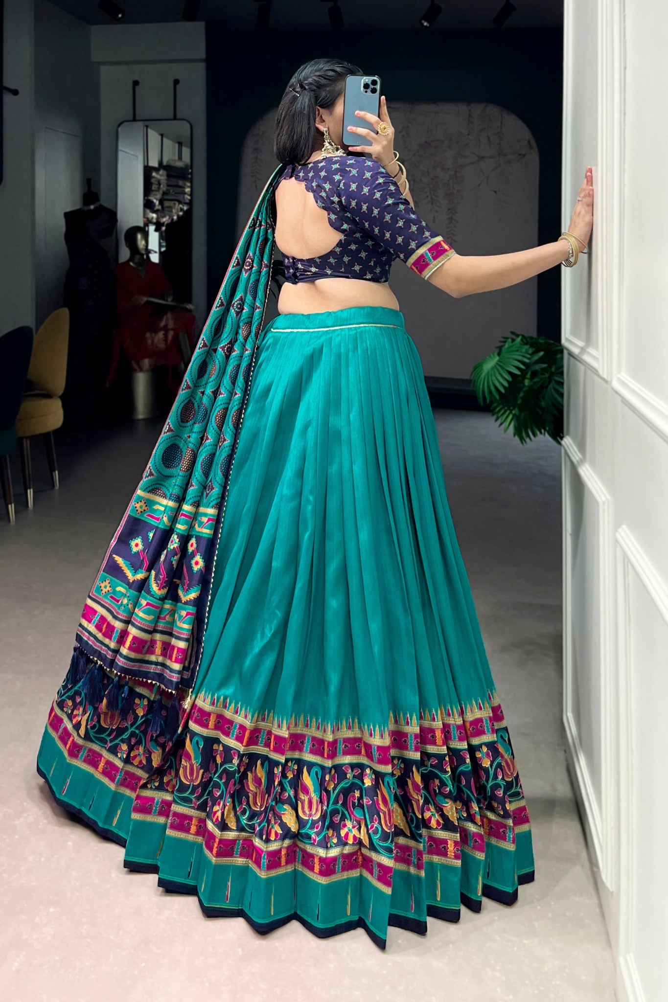 Premium Printed Festive Tasar Silk Lehenga Choli Set For Women