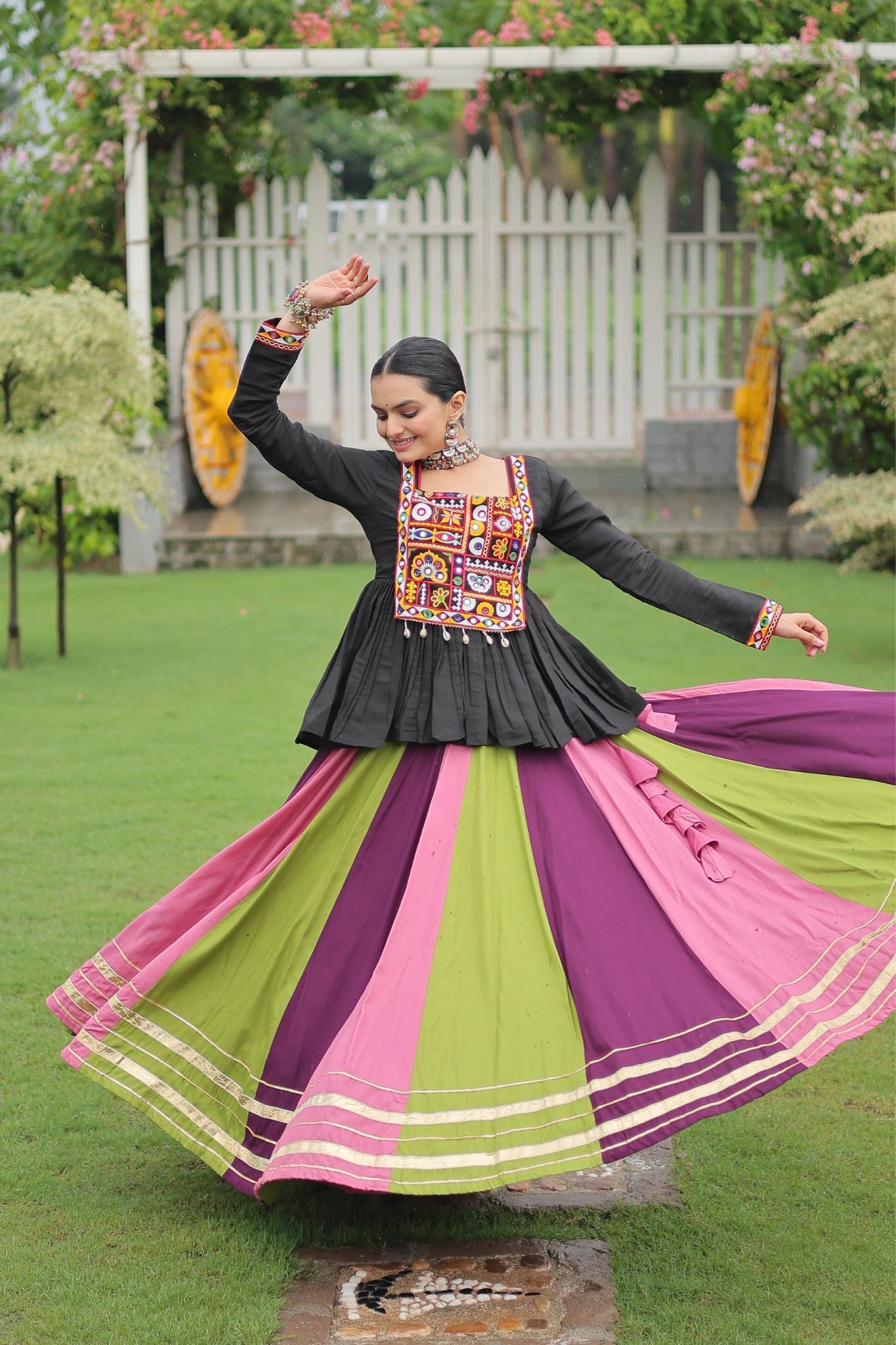 Navratri Special Rayon Kutchi Gamthi Work Traditional Lehenga Choli