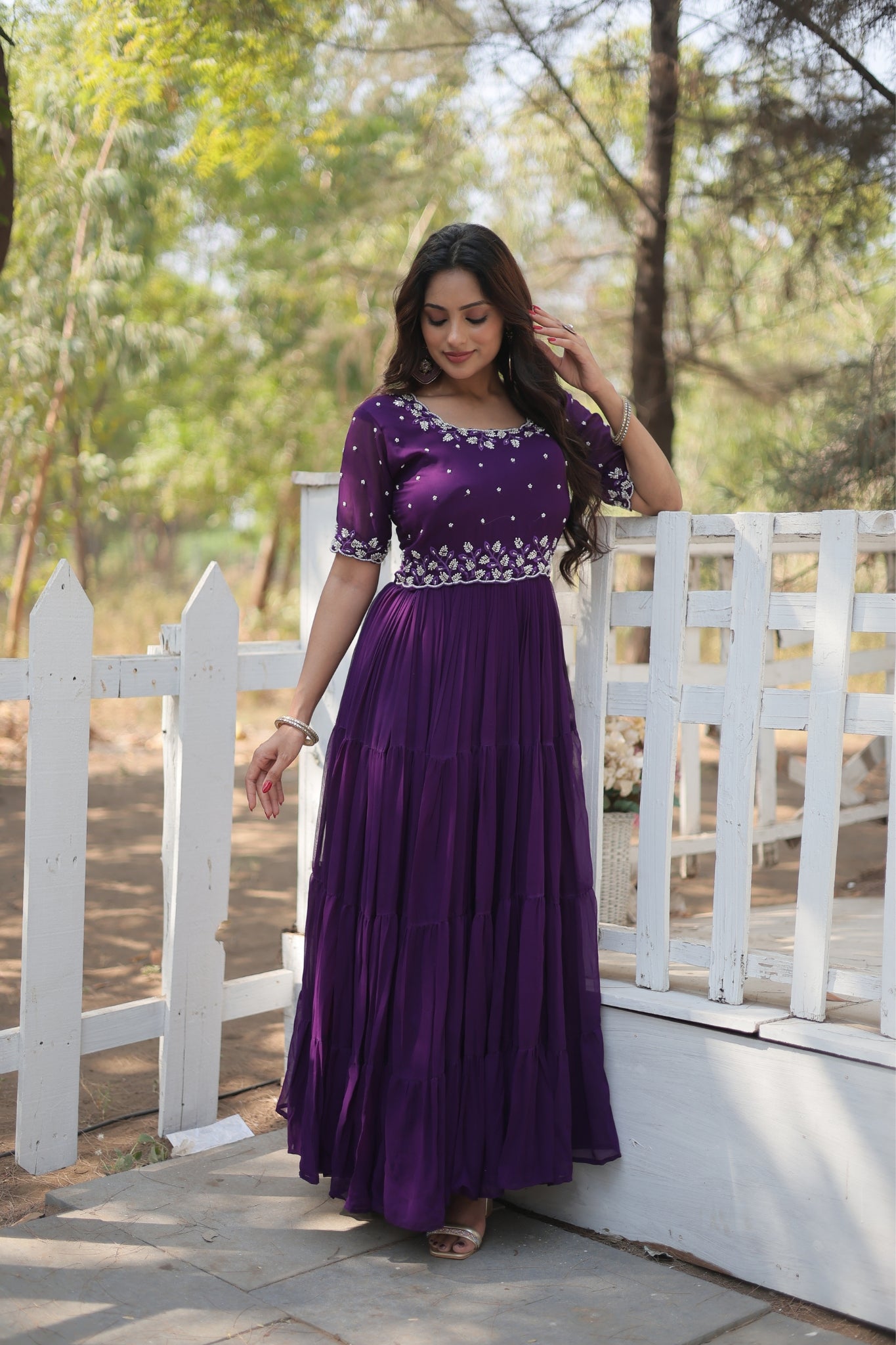 Stunning Beads Embroidery Work Beautiful Gown
