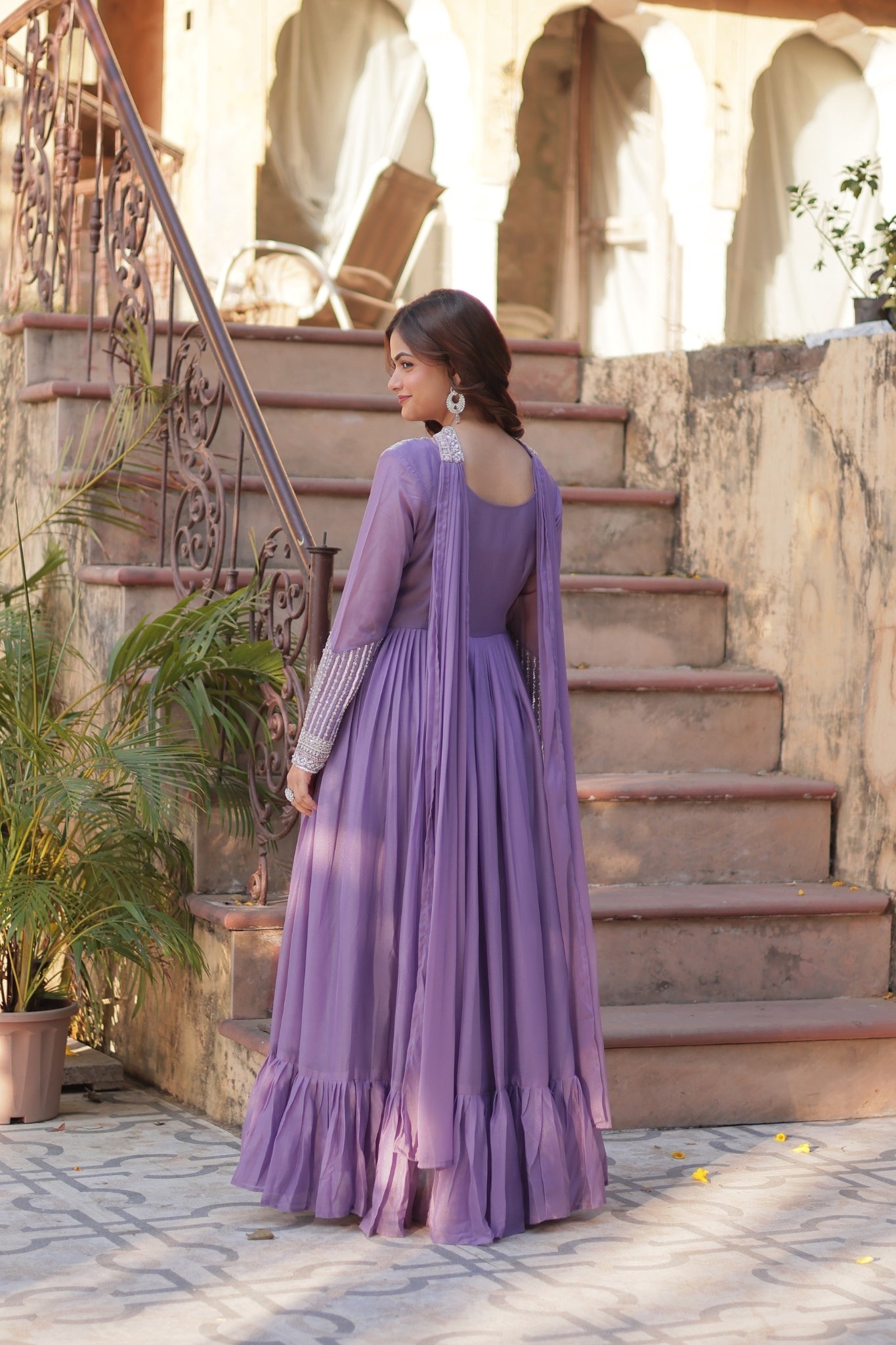 Georgette Embroidery Beads Sequins Work Anarkali Gown