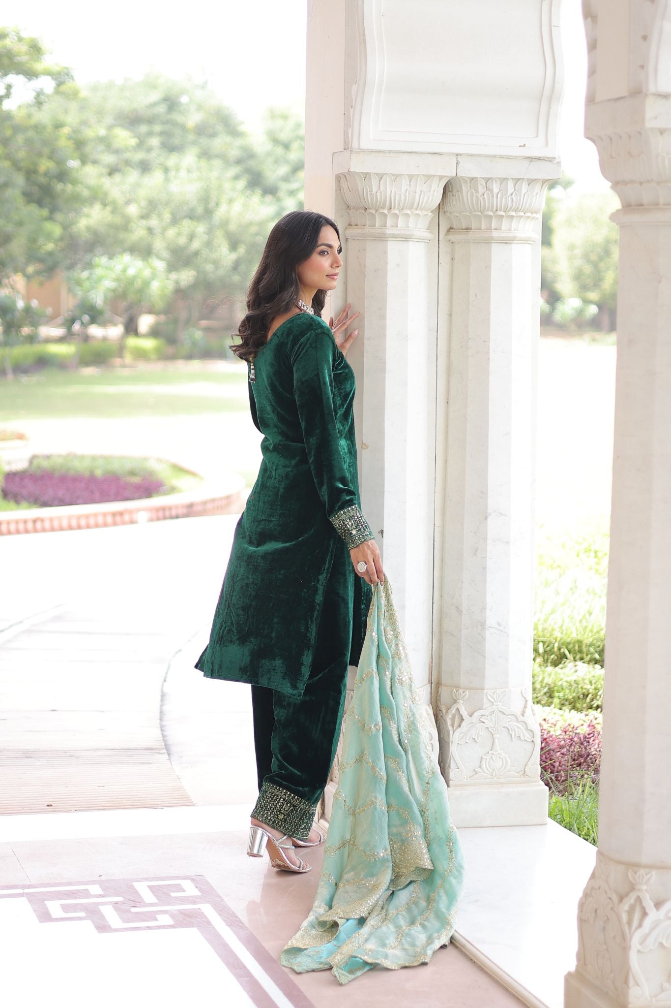 Eid Exclusive Velvet Sequin Embroidered Outfit – Shine In Festive Luxury