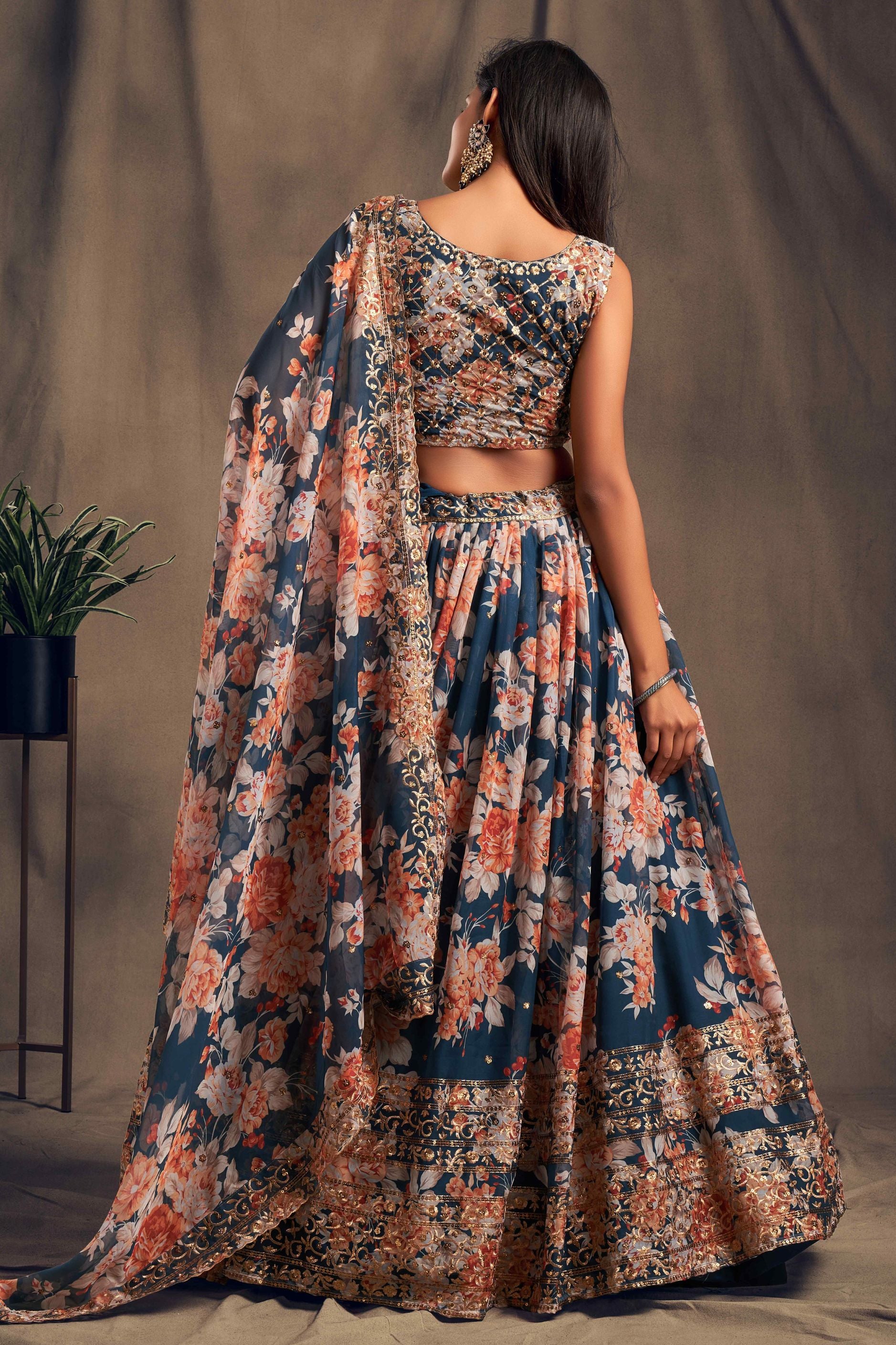 Gorgeous Sequence With Embroidery Floral Work Lehenga Choli