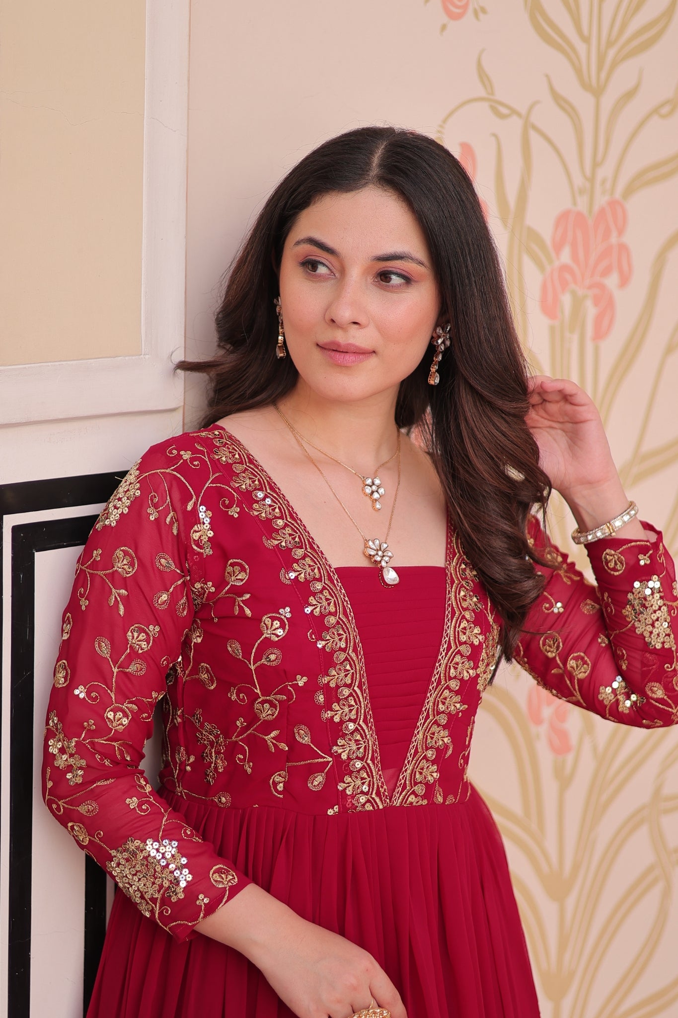 Sequins Zari Embroidered Work Wedding Designer Gown
