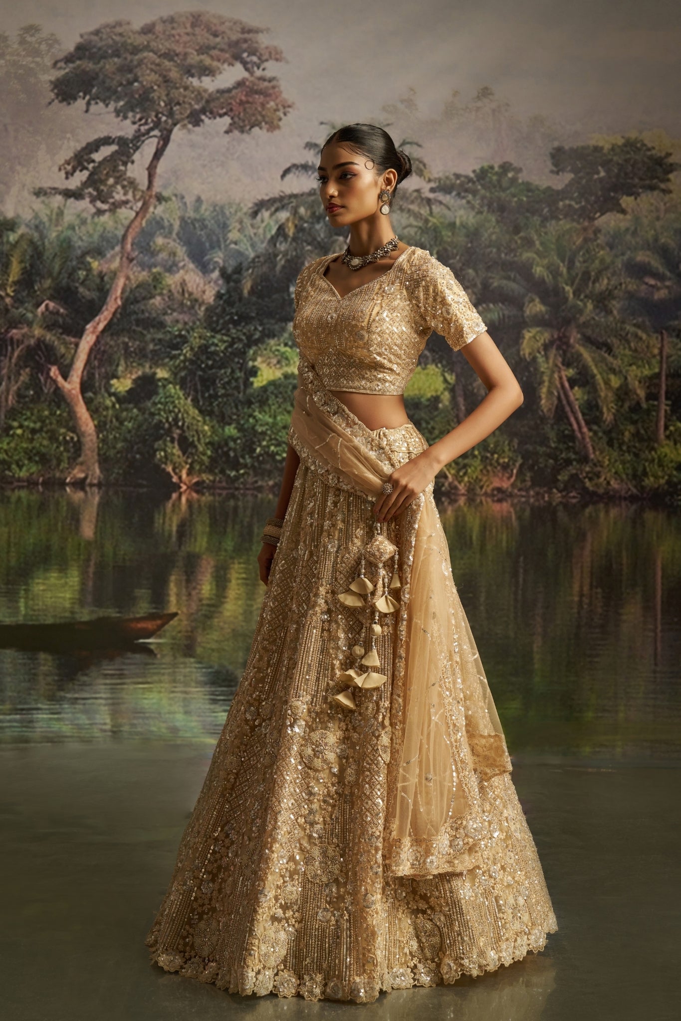 Pure Royal Cream Heavy Handcrafted Soft Net Designer Lehenga Set