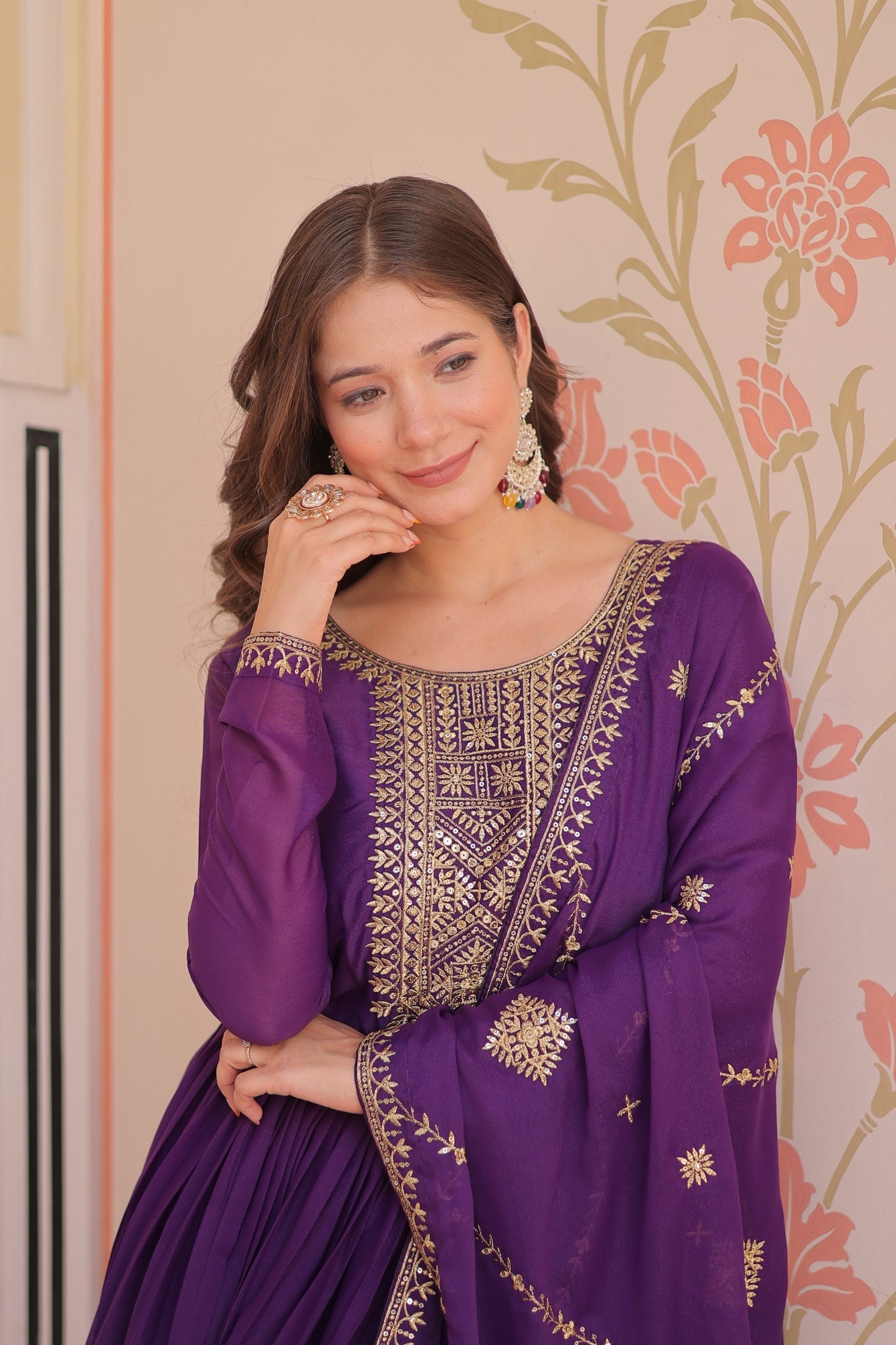 Designer Gown With Zari Sequins Elegance