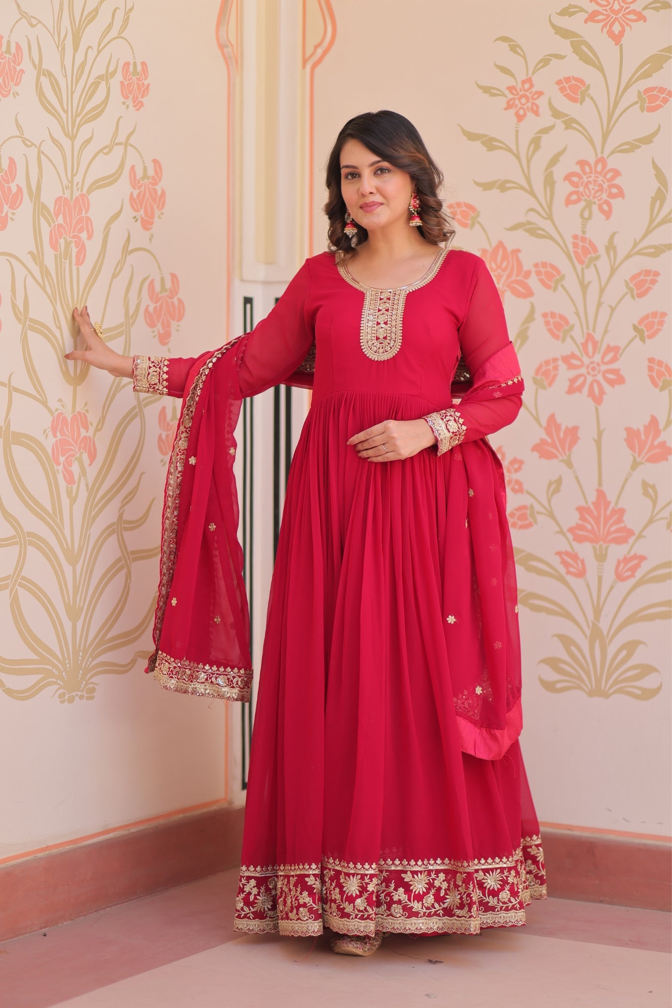 Stunning Designer Georgette Sequins Embroidered Beautiful Gown