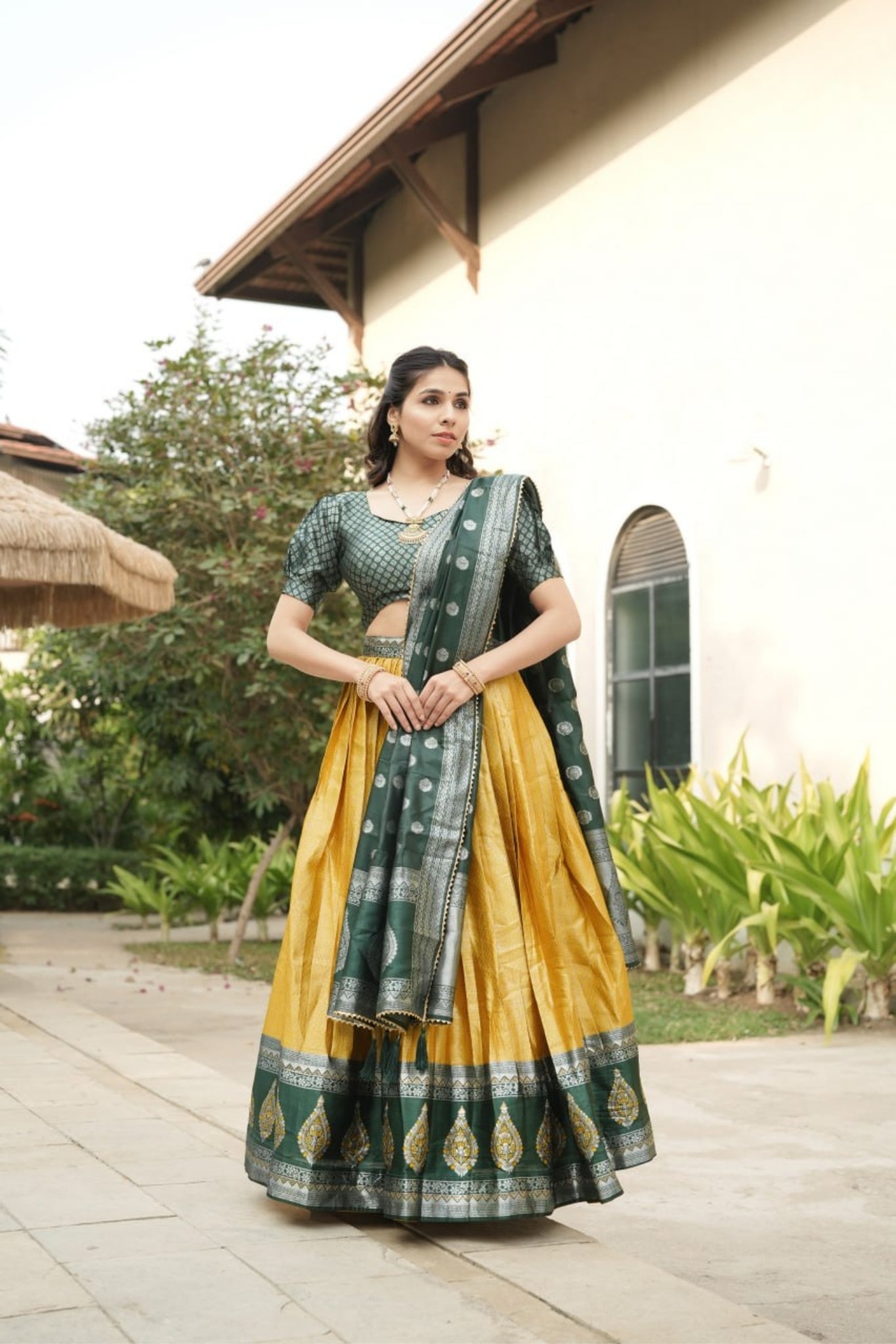 Royal Banarasi Silk Lehenga Choli With Contrast Dupatta For Wedding And Festive Wear
