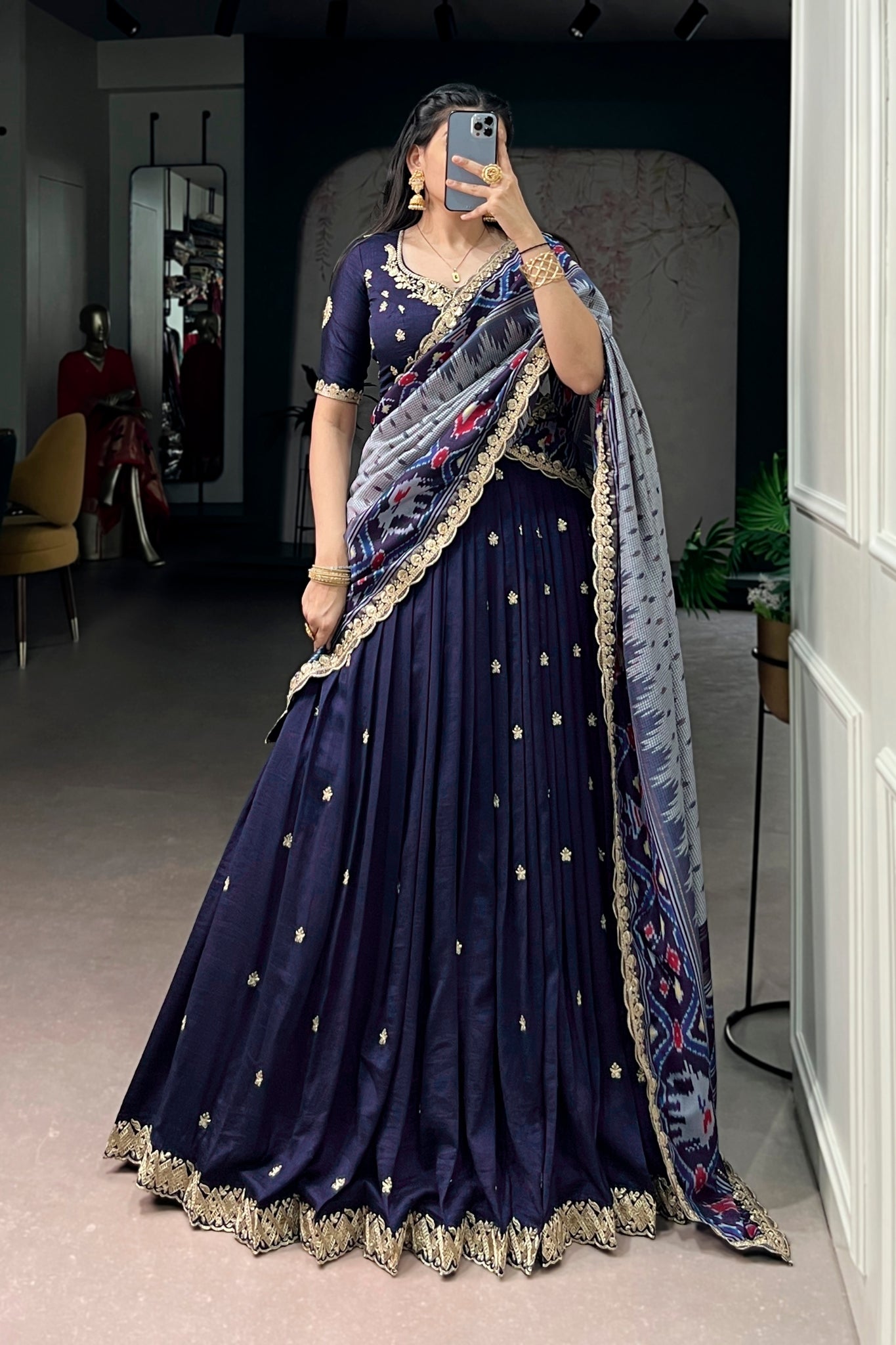 Premium Vichitra Silk Lehenga Choli For Women With Dupatta