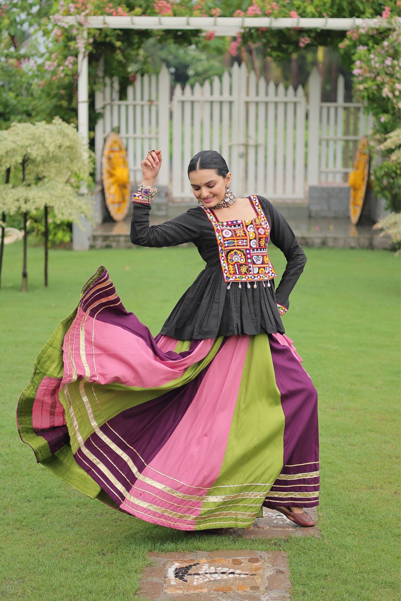 Navratri Special Rayon Kutchi Gamthi Work Traditional Lehenga Choli