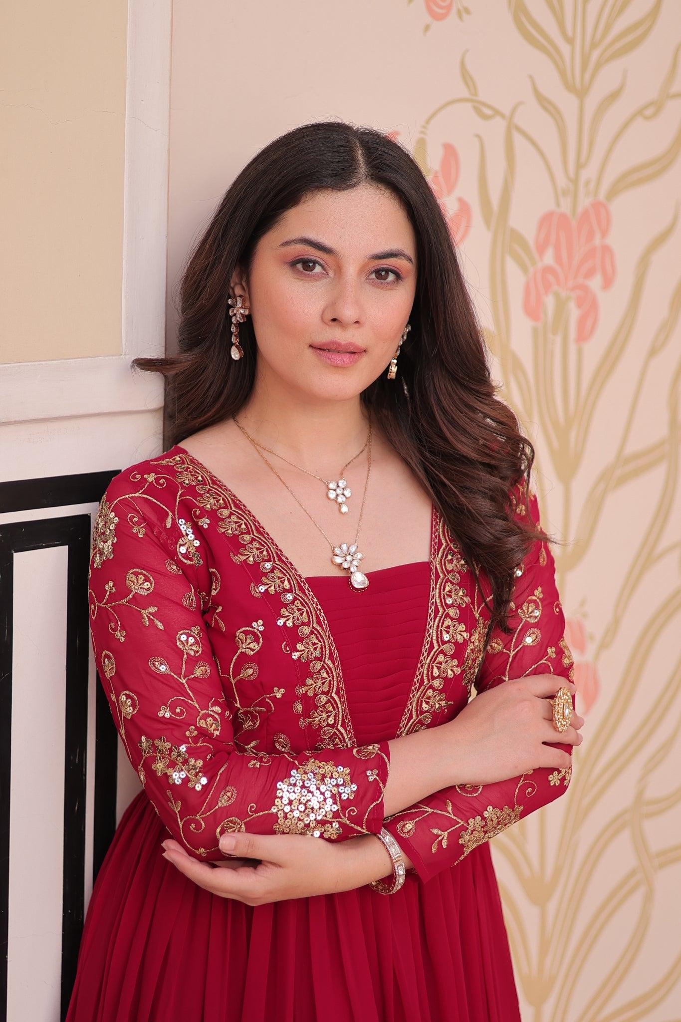 Sequins Zari Embroidered Work Wedding Designer Gown
