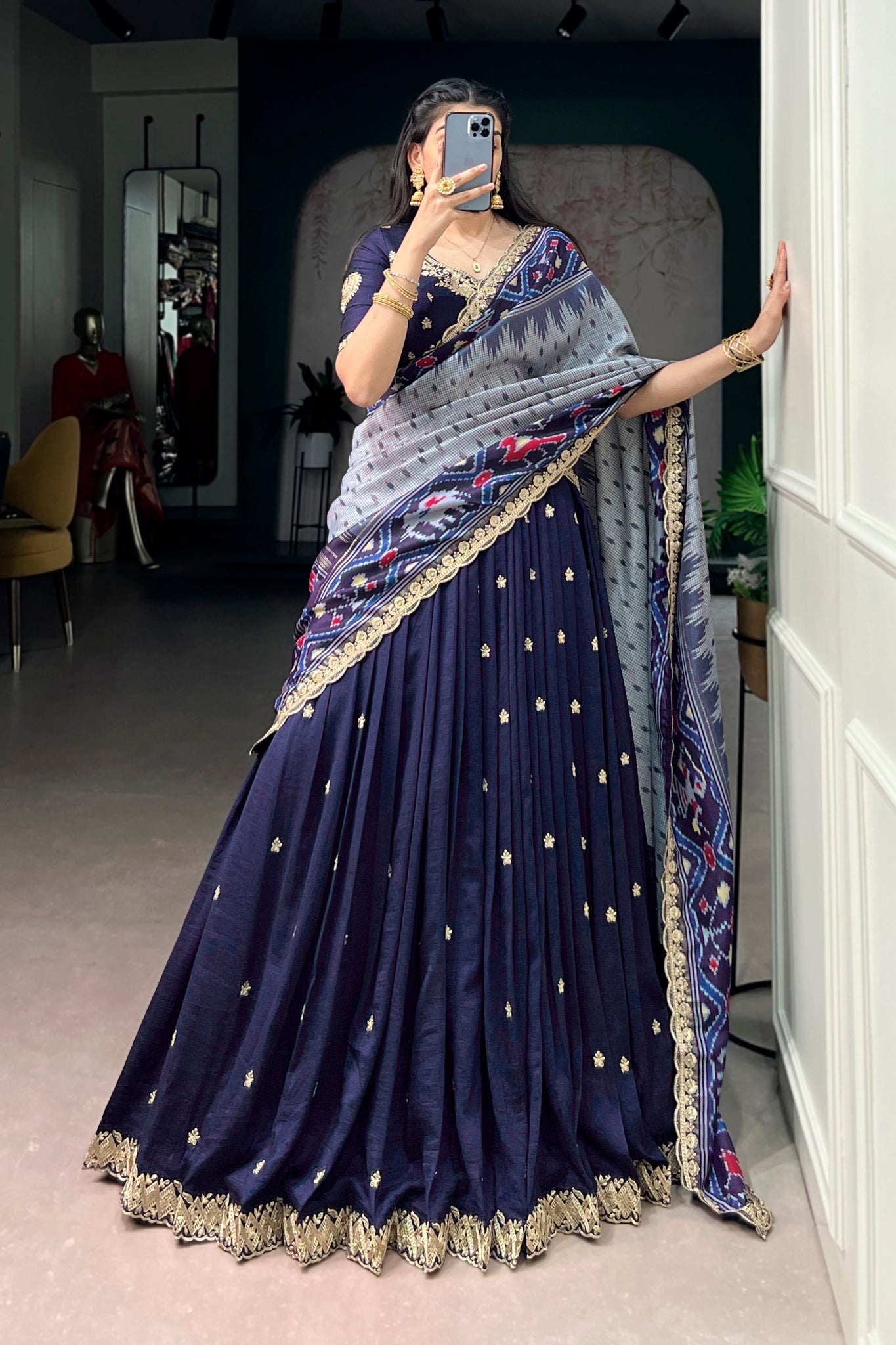 Premium Vichitra Silk Lehenga Choli For Women With Dupatta