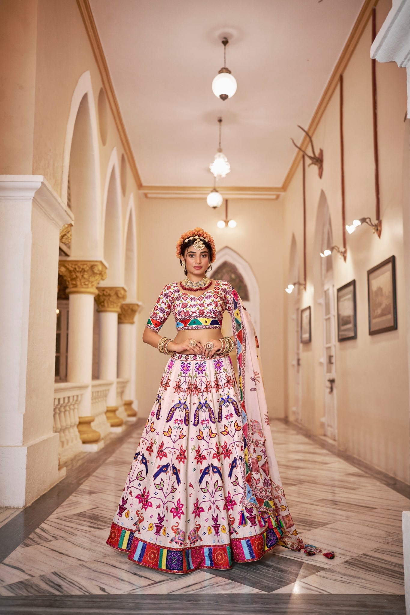 Off White Premium Designer Art Silk Lehenga Choli Set