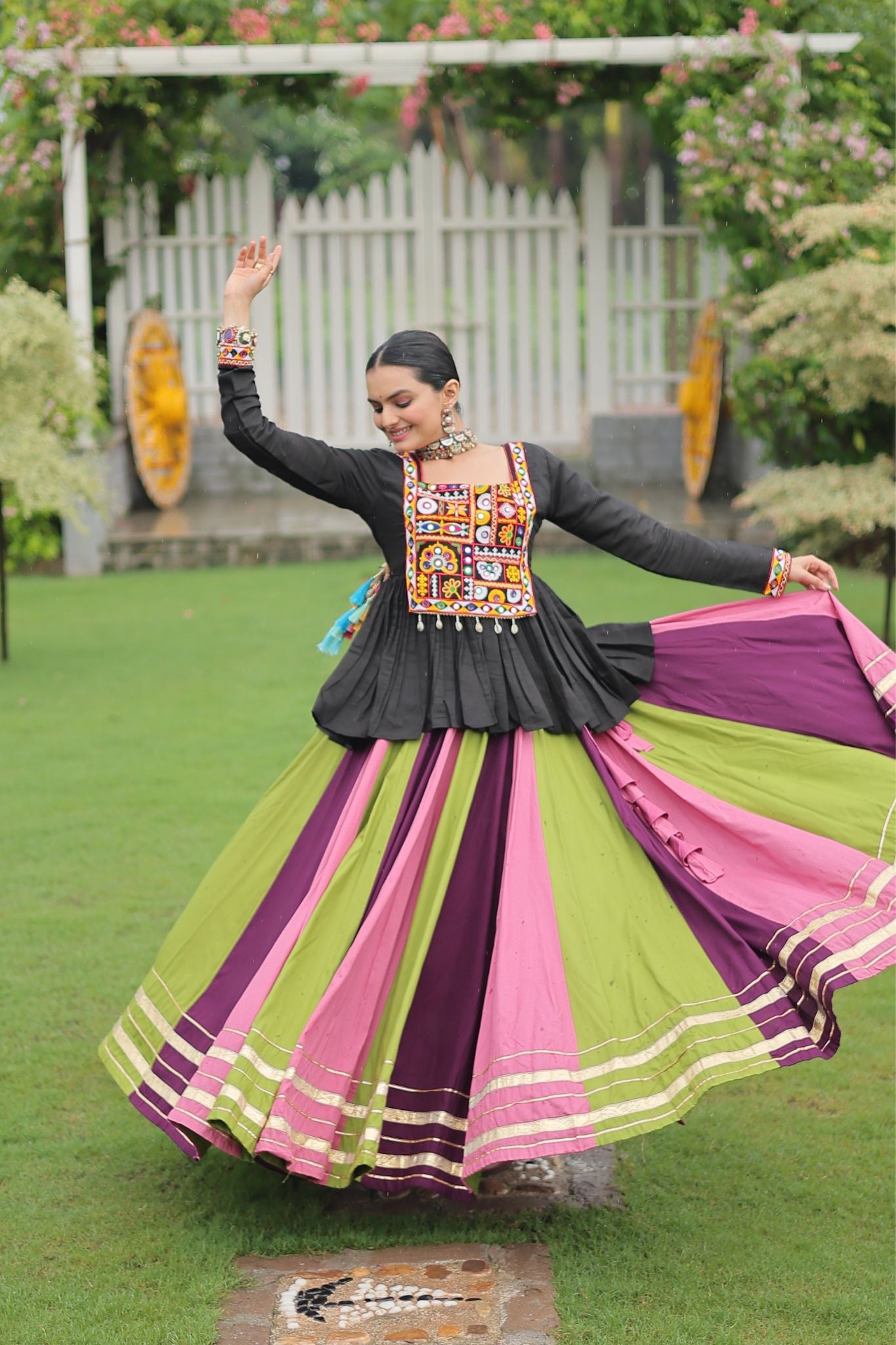 Navratri Special Rayon Kutchi Gamthi Work Traditional Lehenga Choli