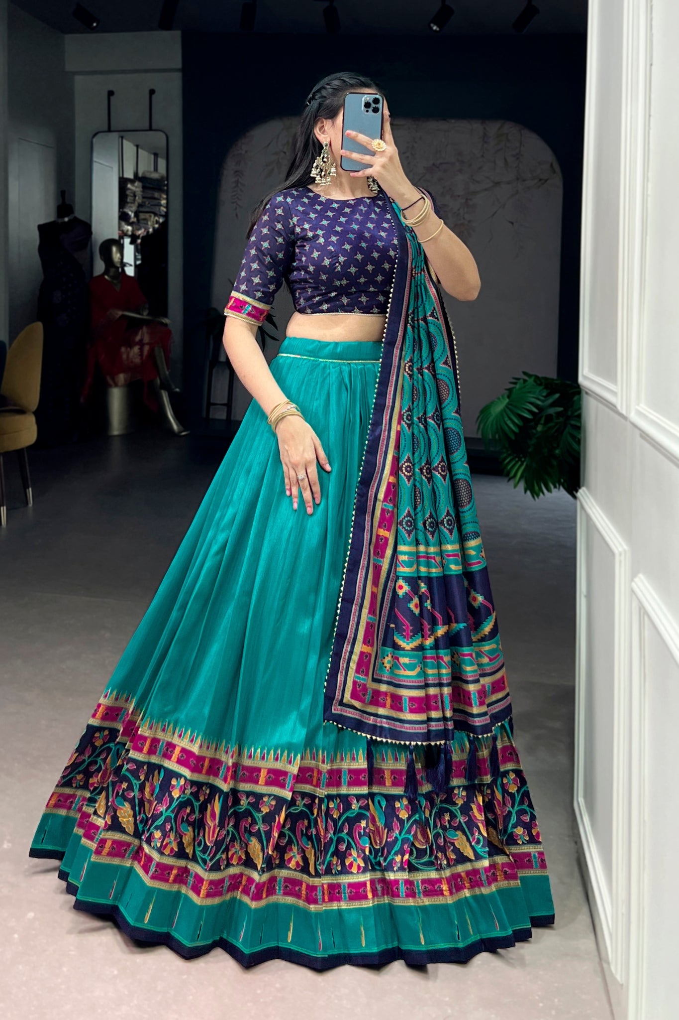 Premium Printed Festive Tasar Silk Lehenga Choli Set For Women
