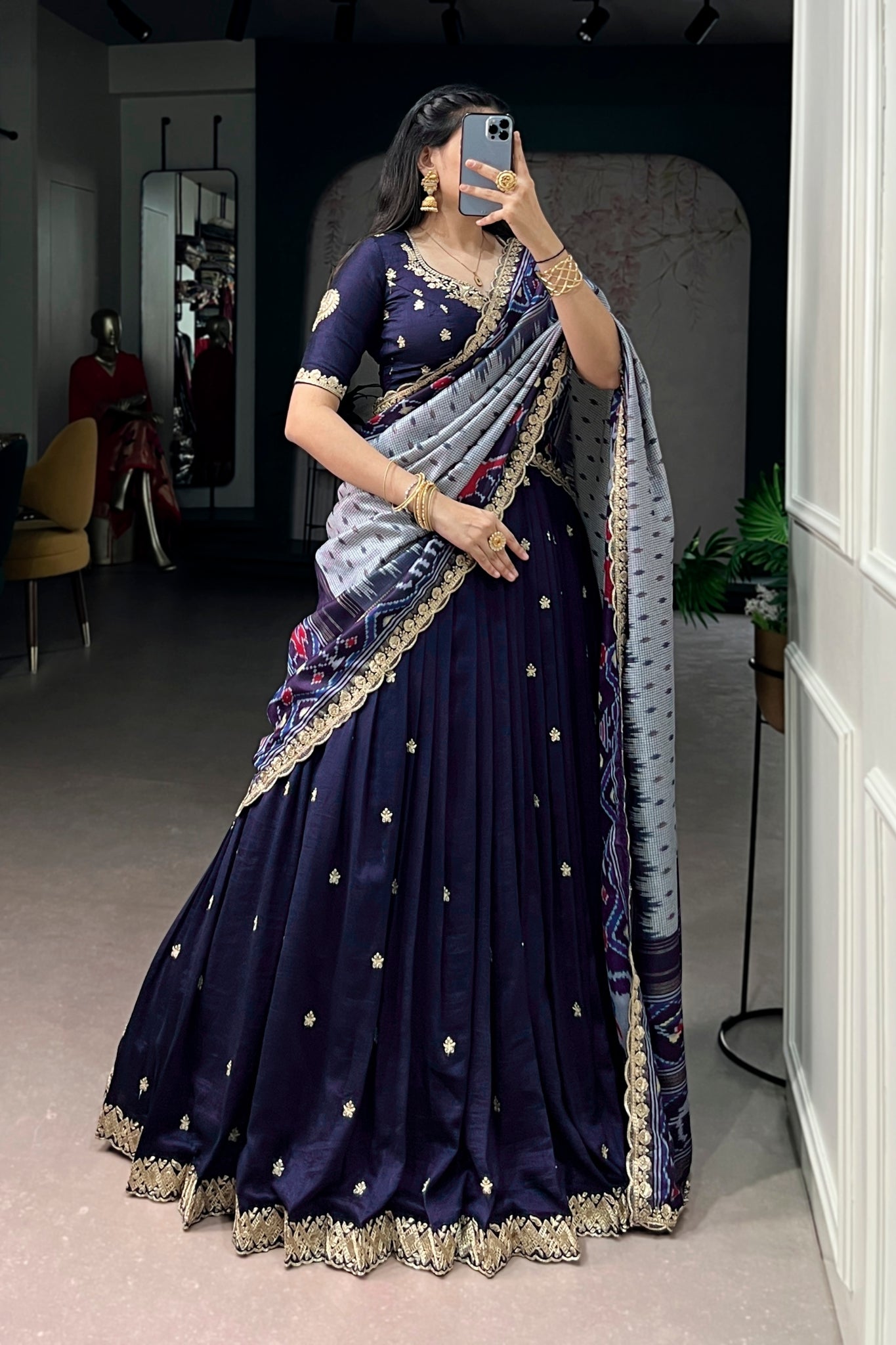 Premium Vichitra Silk Lehenga Choli For Women With Dupatta