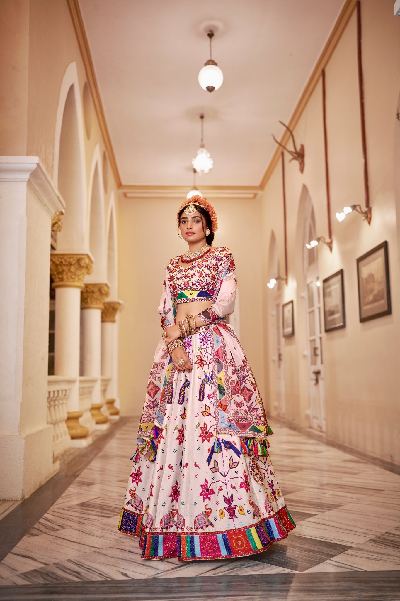 Off White Premium Designer Art Silk Lehenga Choli Set