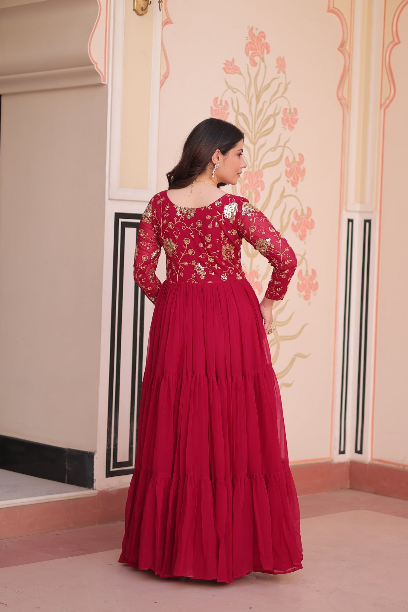 Sequins Zari Embroidered Work Wedding Designer Gown
