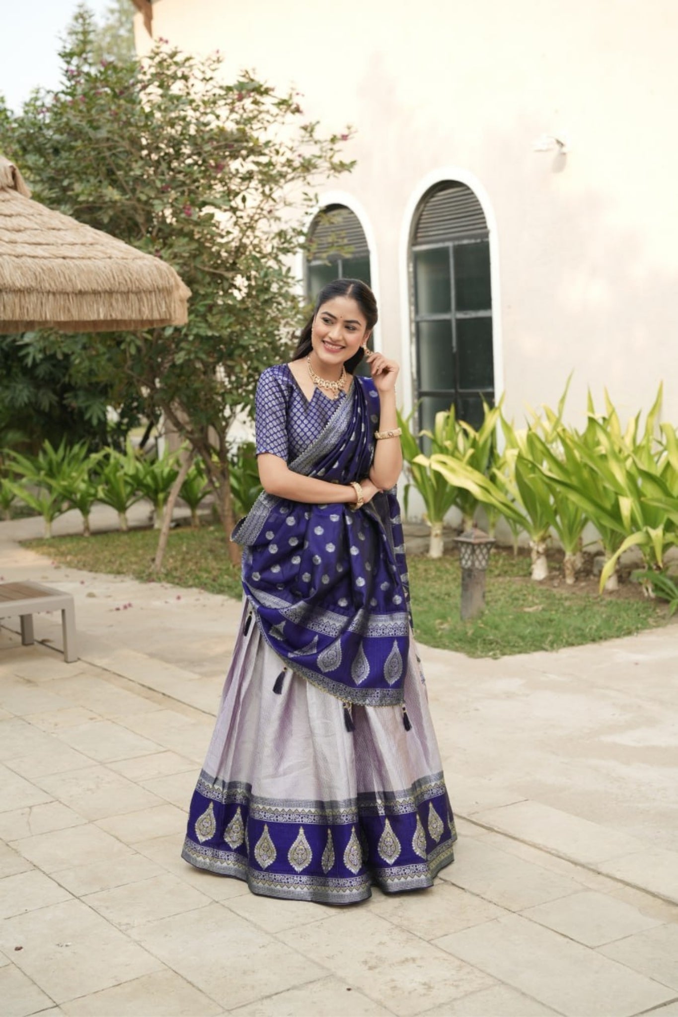 Royal Banarasi Silk Lehenga Choli With Contrast Dupatta For Wedding And Festive Wear