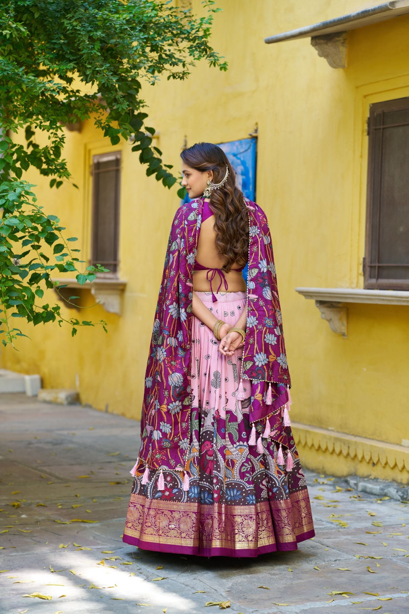 Kalamkari Print With Foil Work Lehenga Choli