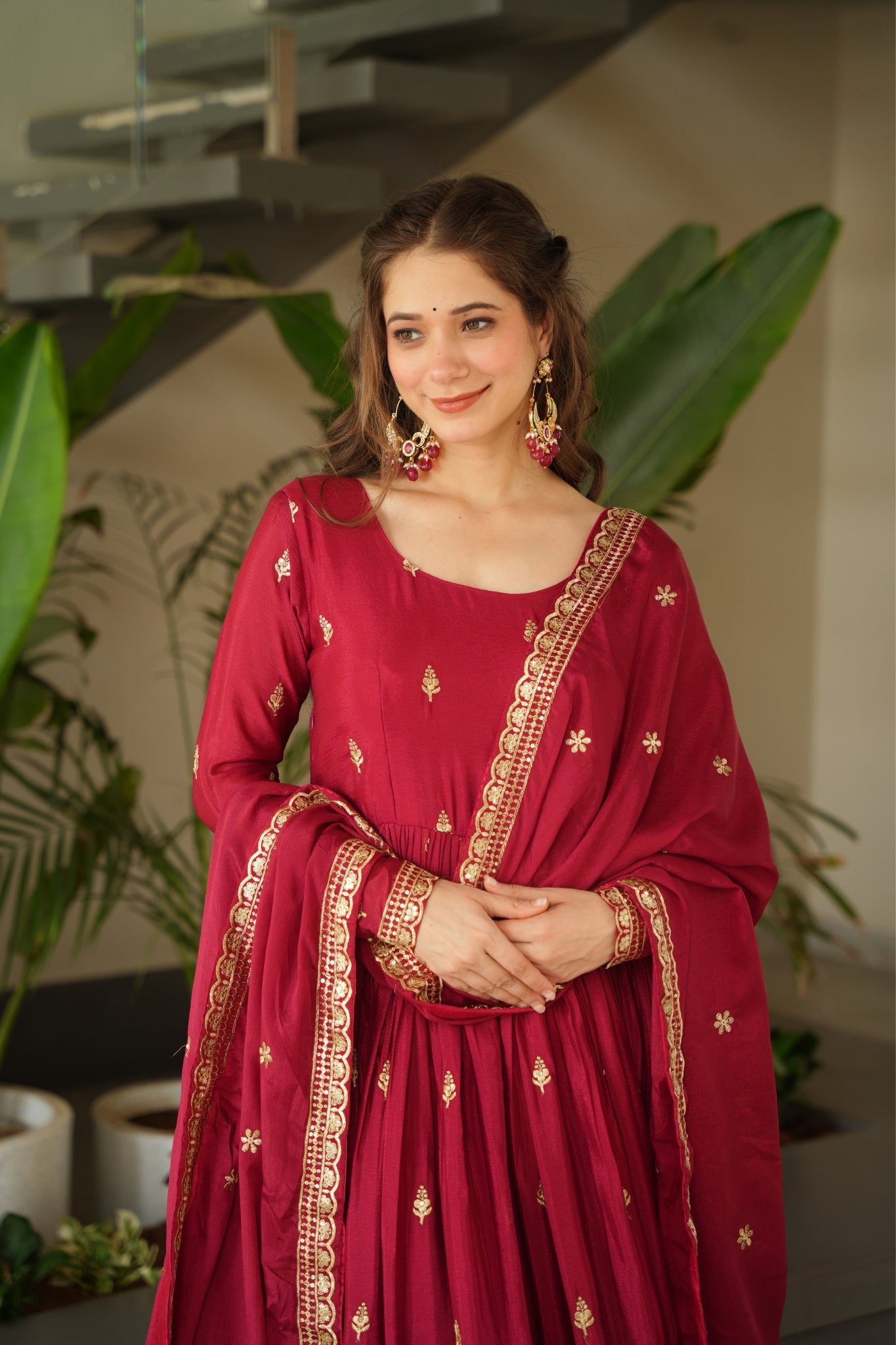 Wedding Designer Embroidered Zari Sequins Work Gown