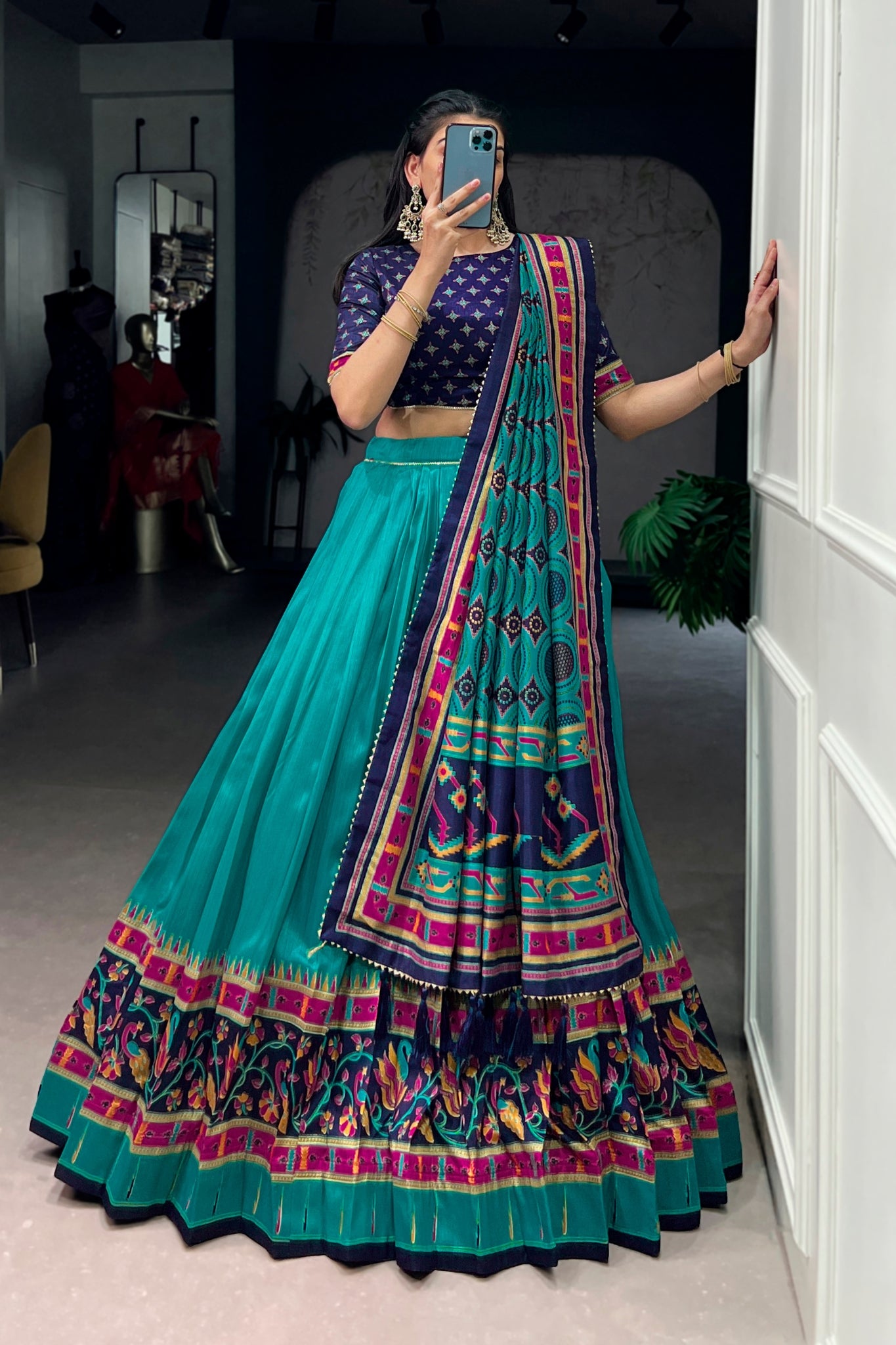 Premium Printed Festive Tasar Silk Lehenga Choli Set For Women