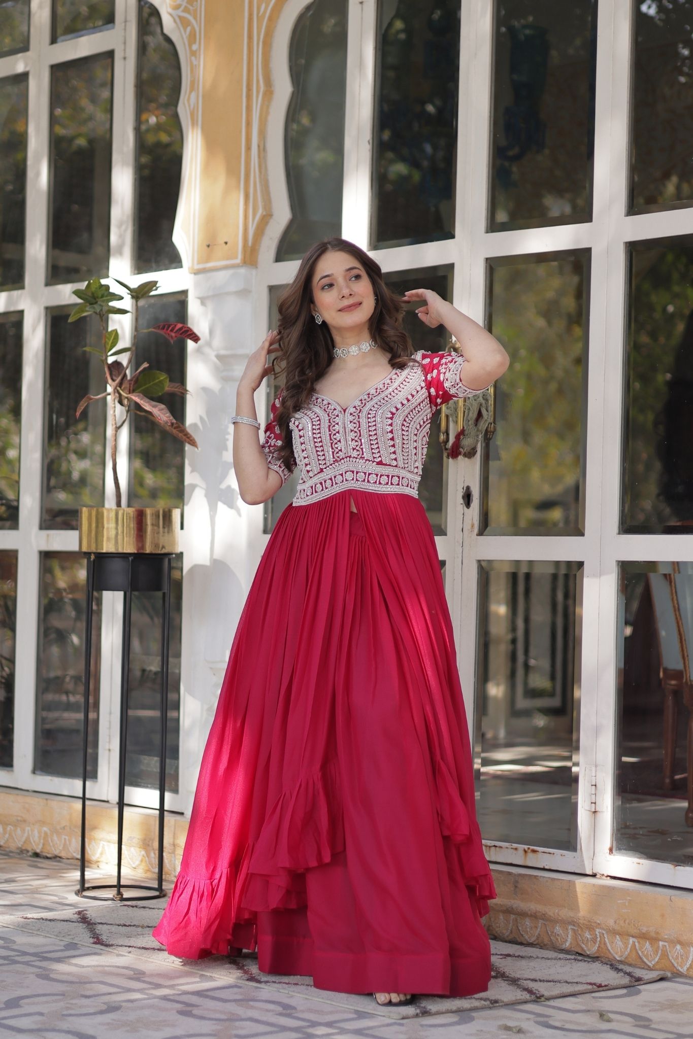 Georgette Beautiful Embroidery Beads Sequins Work Readymade lehenga With Kurti