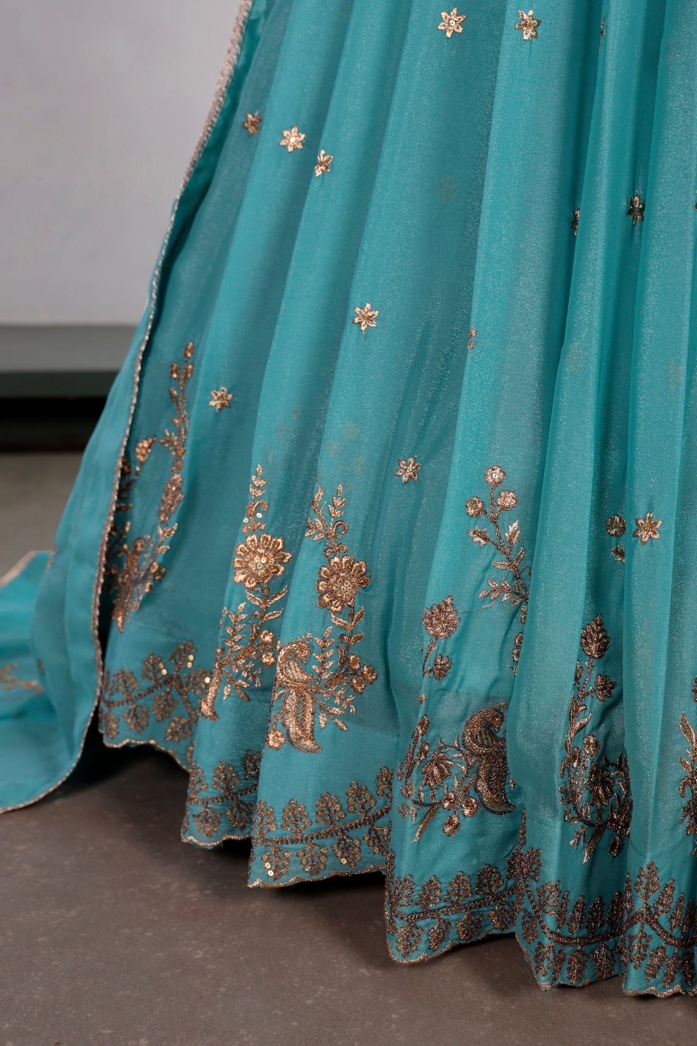 Premium Sky Blue Star Georgette Lehenga Choli Set For Women