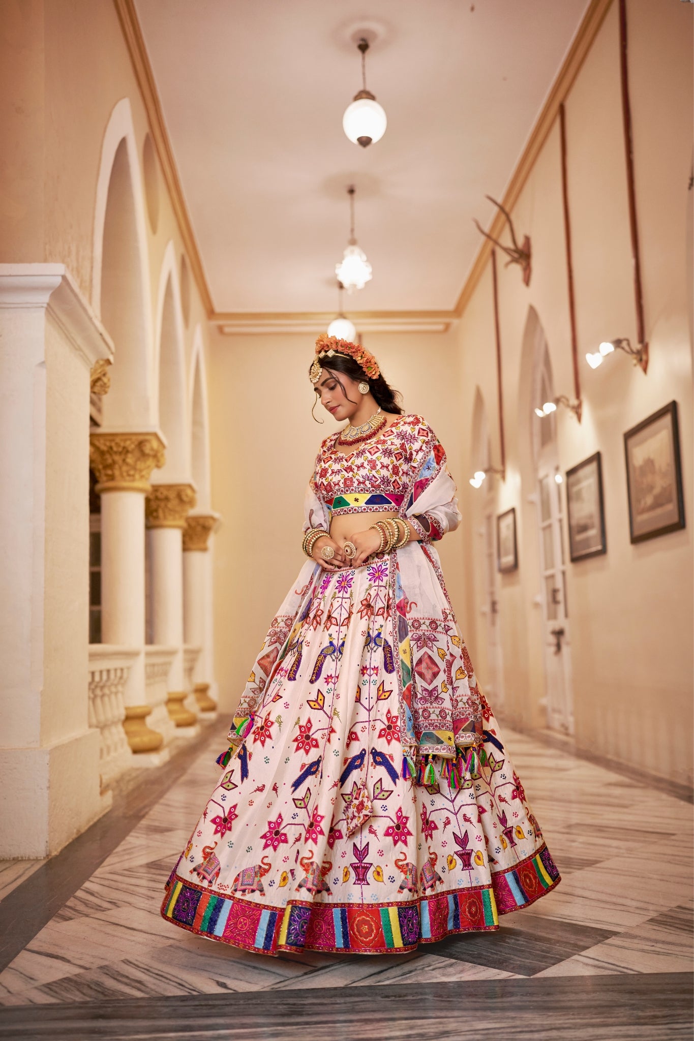 Off White Premium Designer Art Silk Lehenga Choli Set