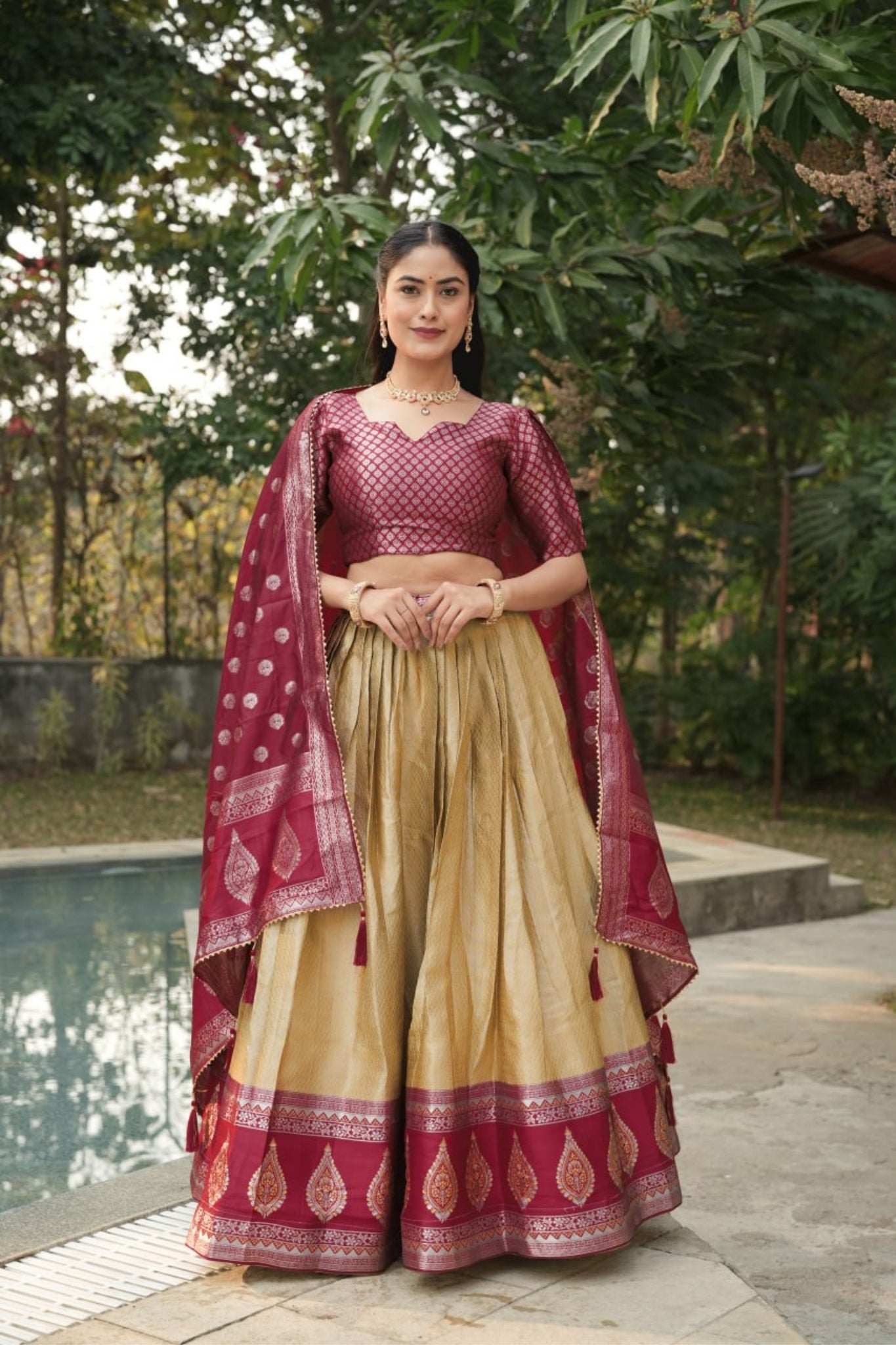 Royal Banarasi Silk Lehenga Choli With Contrast Dupatta For Wedding And Festive Wear