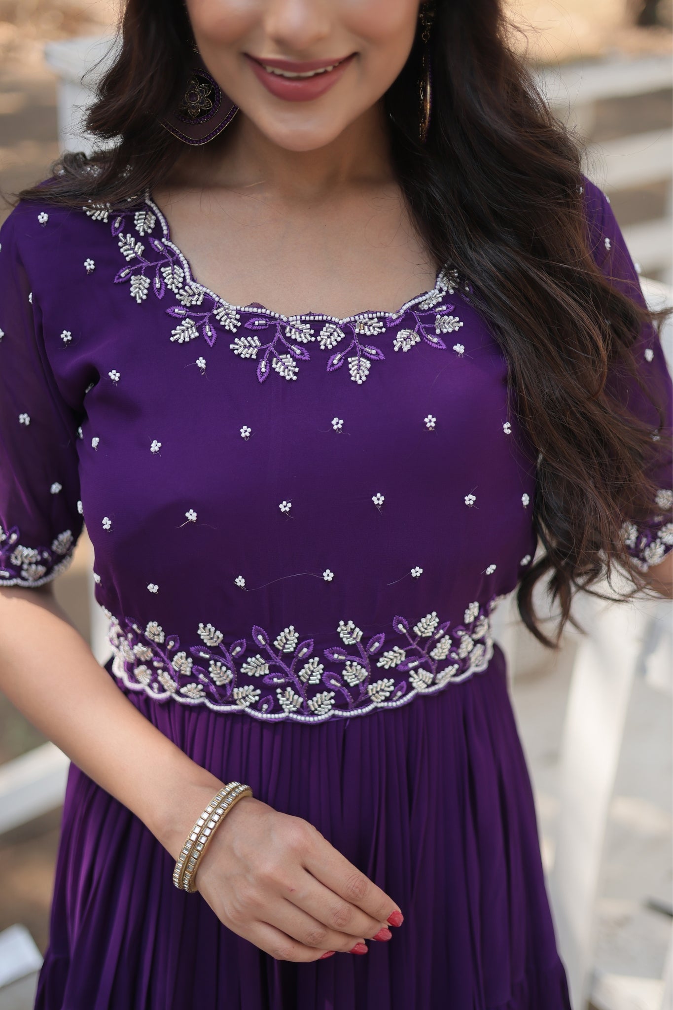 Stunning Beads Embroidery Work Beautiful Gown