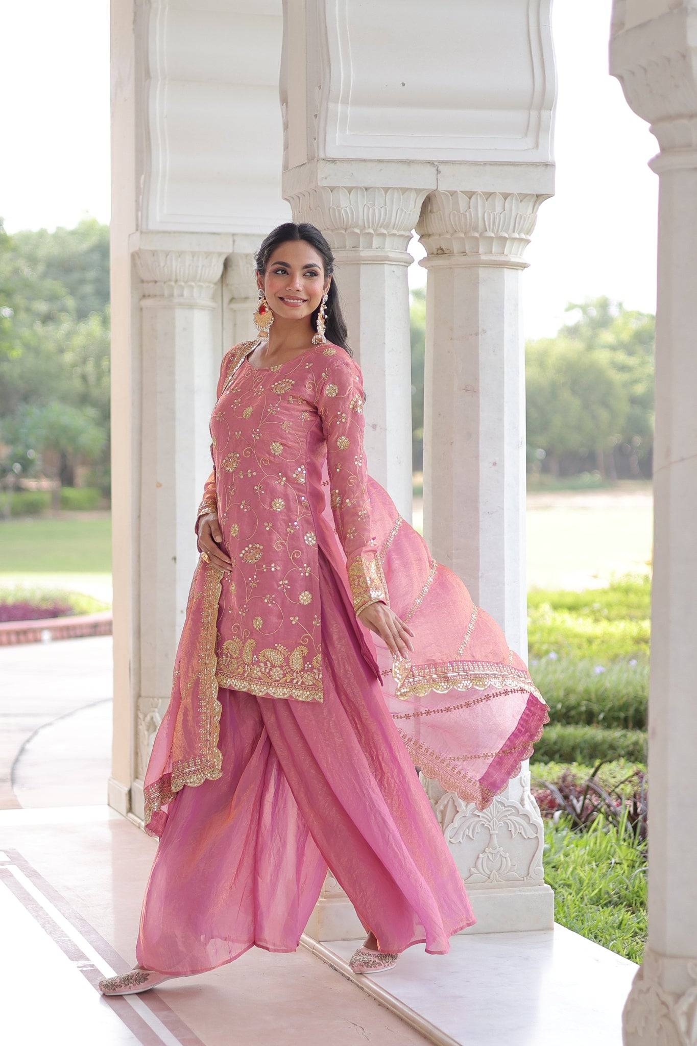 Premium Fendy Sharara Set with Rich Sequins Zari Embroidery