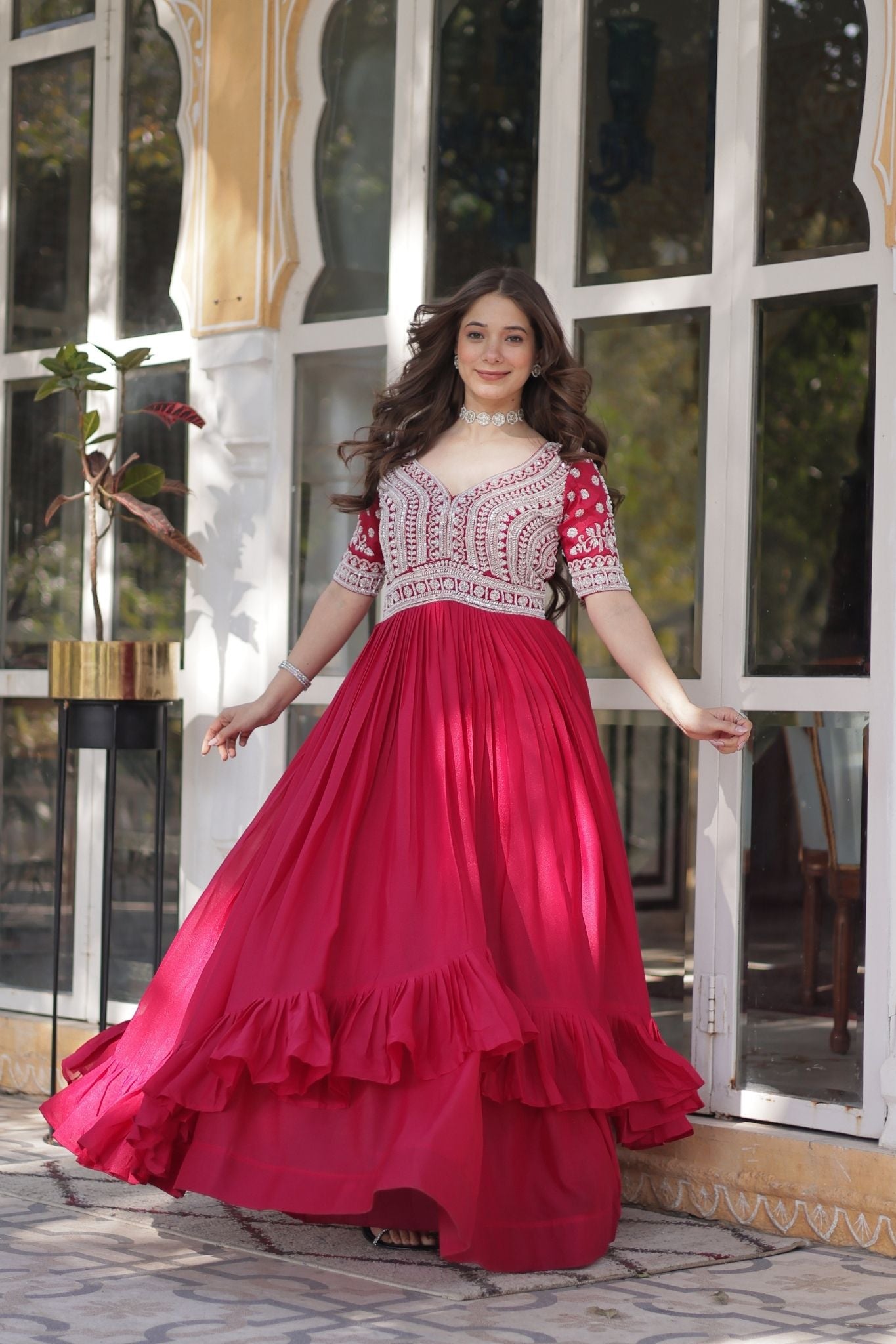 Georgette Beautiful Embroidery Beads Sequins Work Readymade lehenga With Kurti